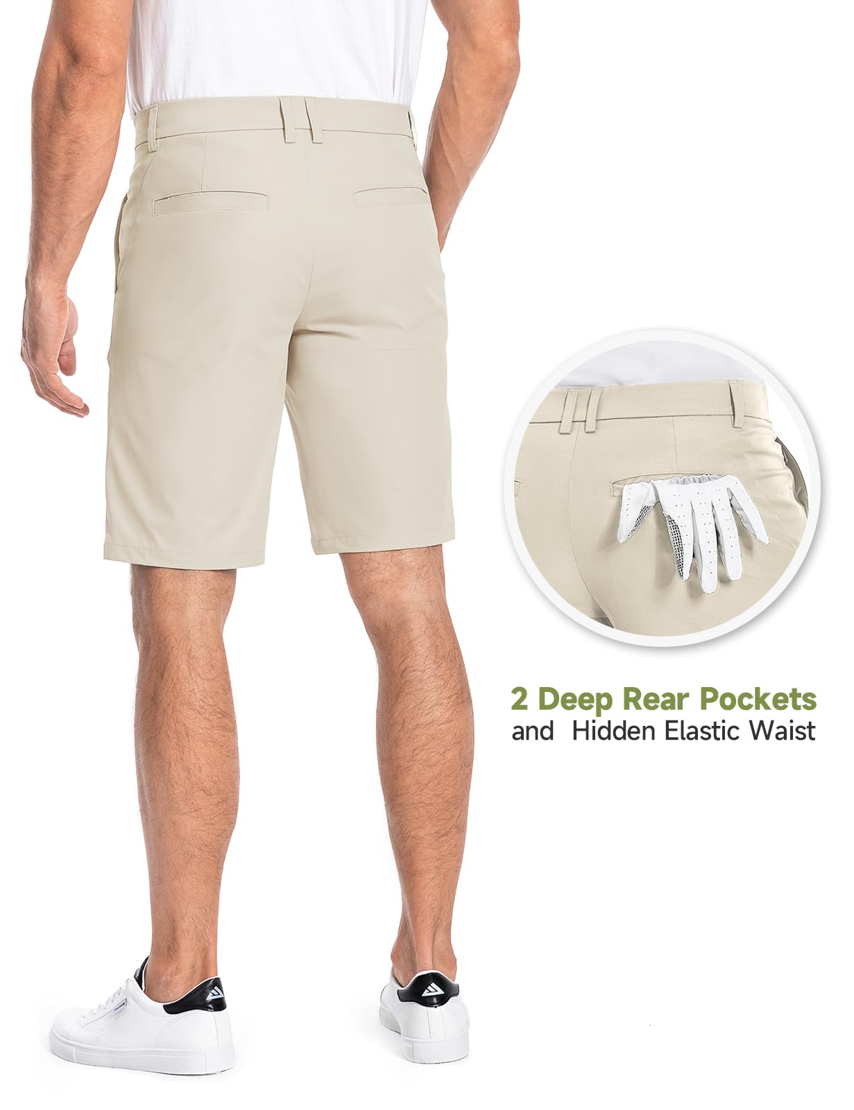 Men's Golf Shorts 7" 10" Dress Casual Shorts Quick Dry Stretch Anti-Wrinkle Work Hybrid Chino Shorts with 4 Pockets