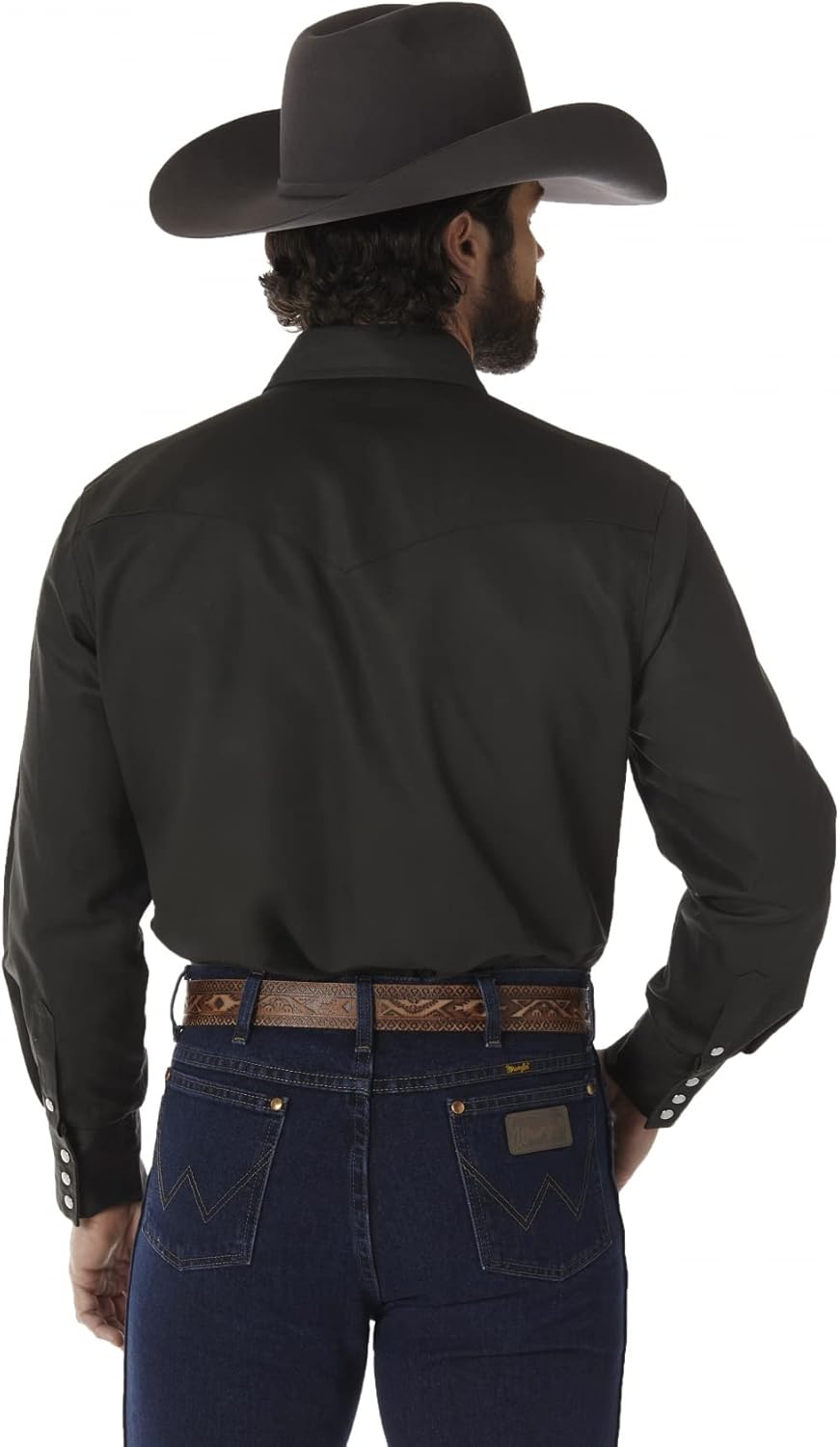 Wrangler Mens Cowboy Cut Firm Finish Long Sleeve Western Snap Solid Work Shirt