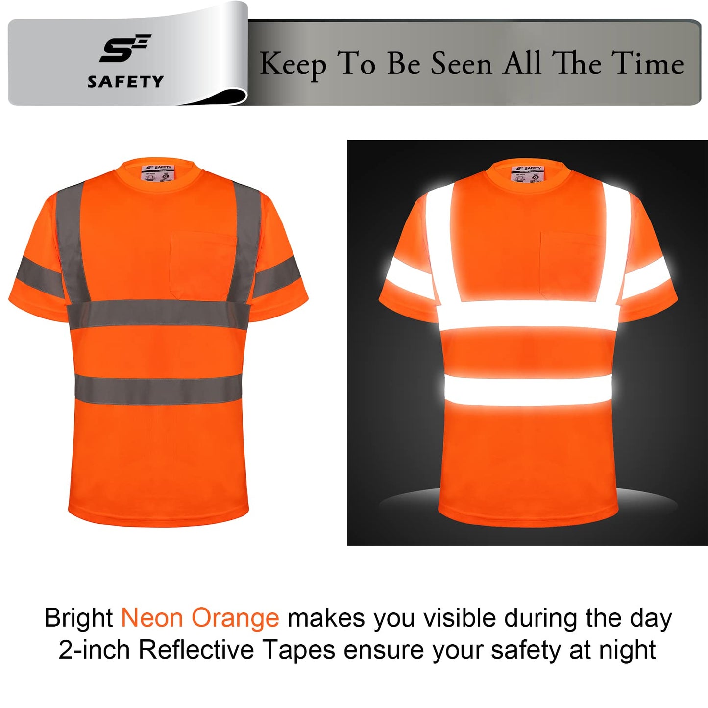 Hi Vis T Shirt Class 3 High Visibility Shirts for Men Safety Shirts with Reflective Strips and Pocket Breathable Construction Work Mesh Short Sleeve Yellow XL