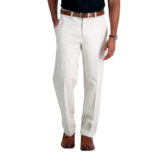 HAGGAR Mens Work to Weekend Hidden Expandable Waist Classic Fit Flat Front Pant