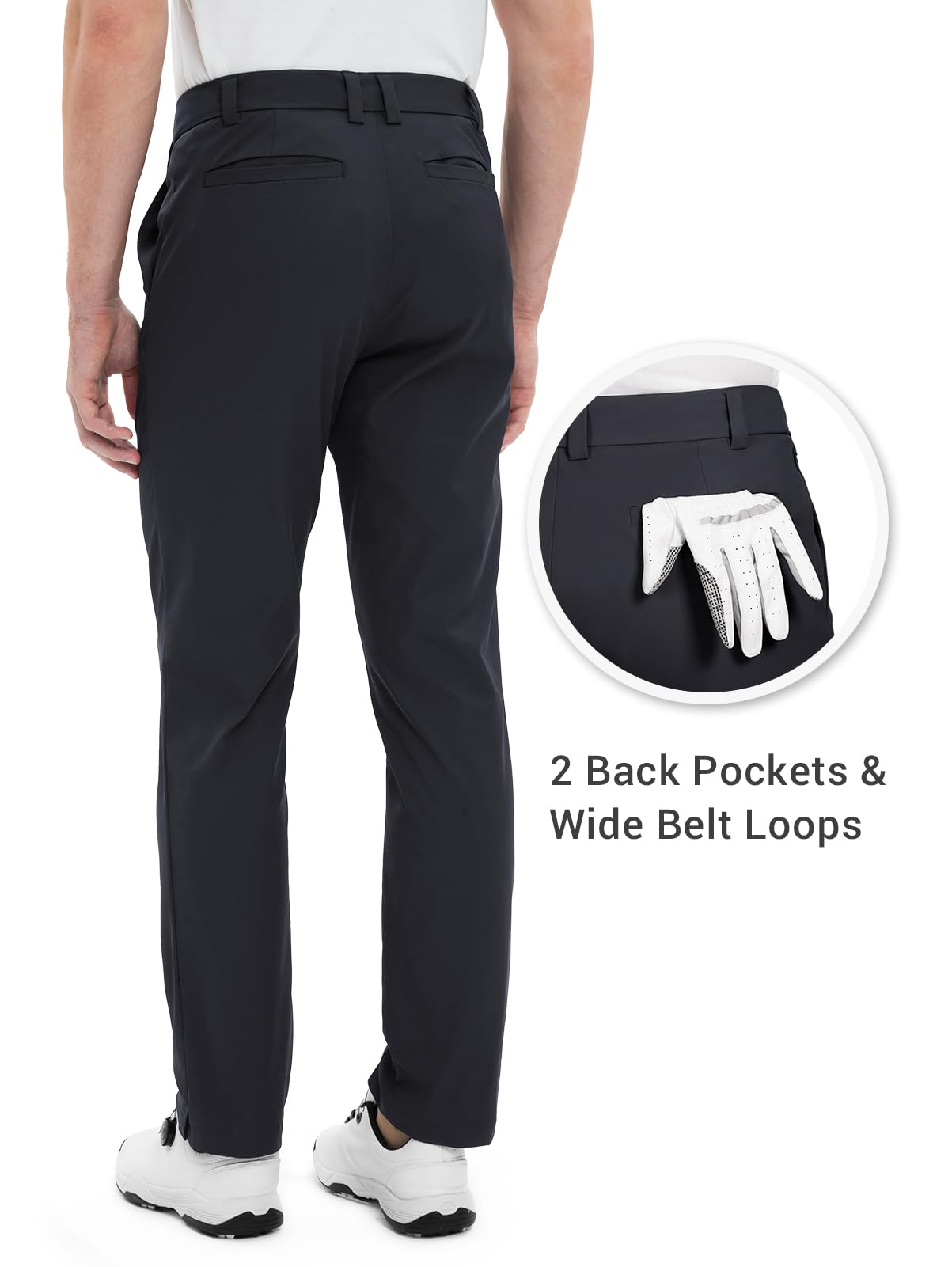 Men's-Golf-Pants-Classic-Fit Stretch Quick Dry Lightweight Dress Work Casual Outdoor Comfy Trousers with Pockets