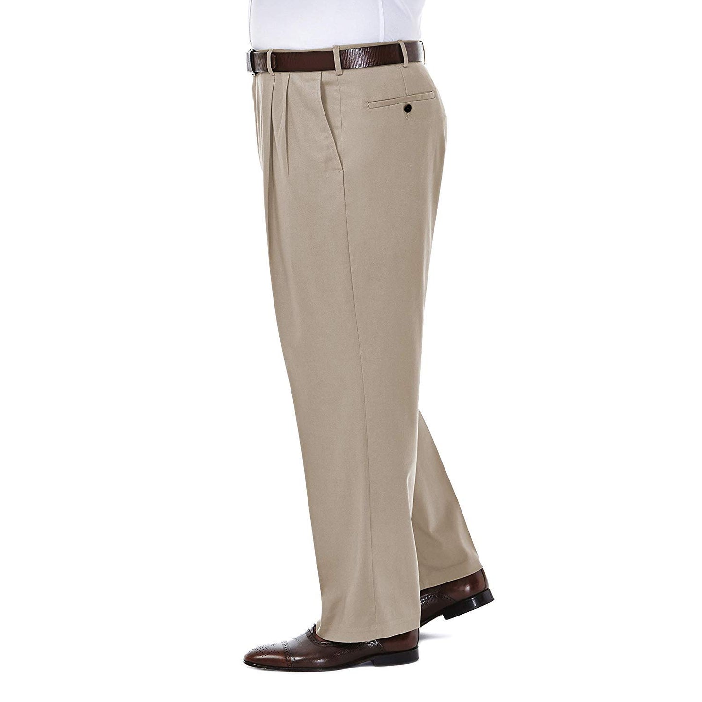 Haggar Men's Premium No Iron Khaki Classic Fit Expandable Waist Flat Front Pant (Regular and Big & Tall Sizes)