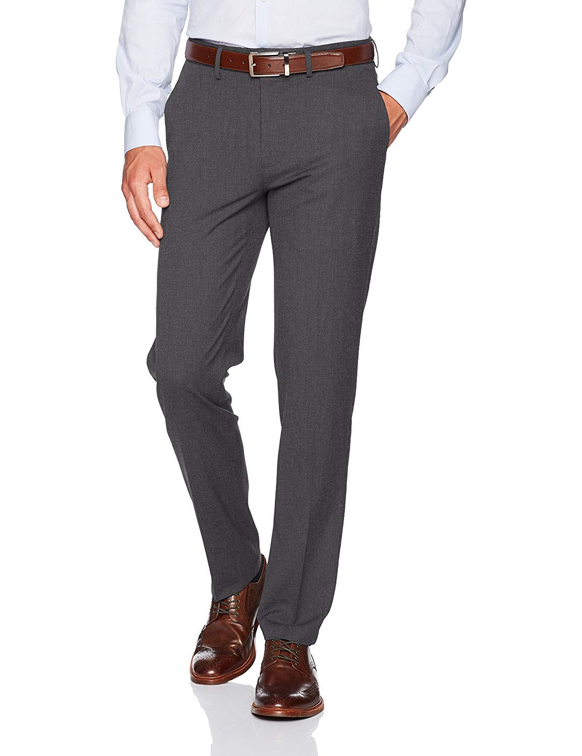 HAGGAR Mens 4 Way Stretch Slim Fit Flat Front Dress Pant