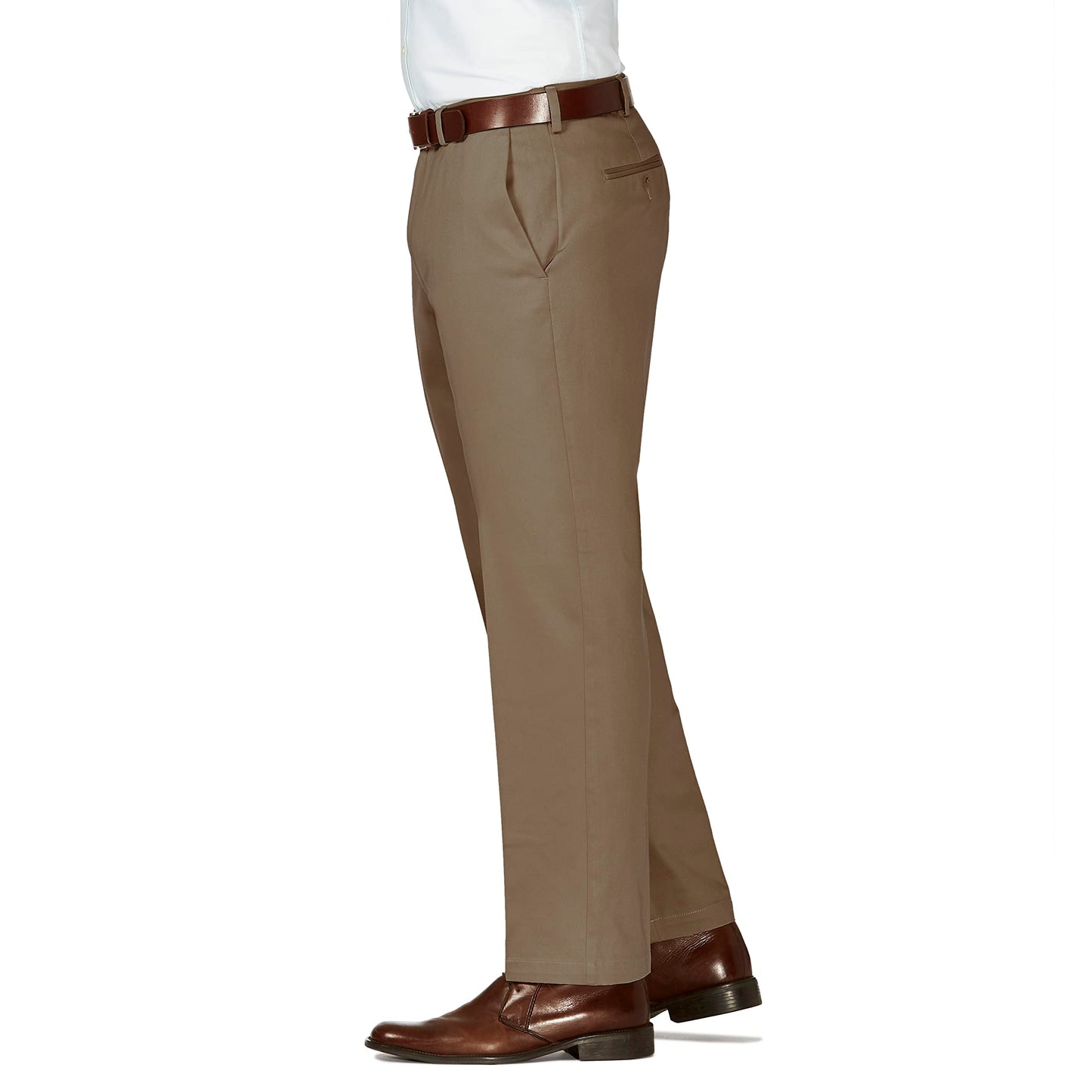 HAGGAR Mens Work to Weekend Hidden Expandable Waist Classic Fit Flat Front Pant