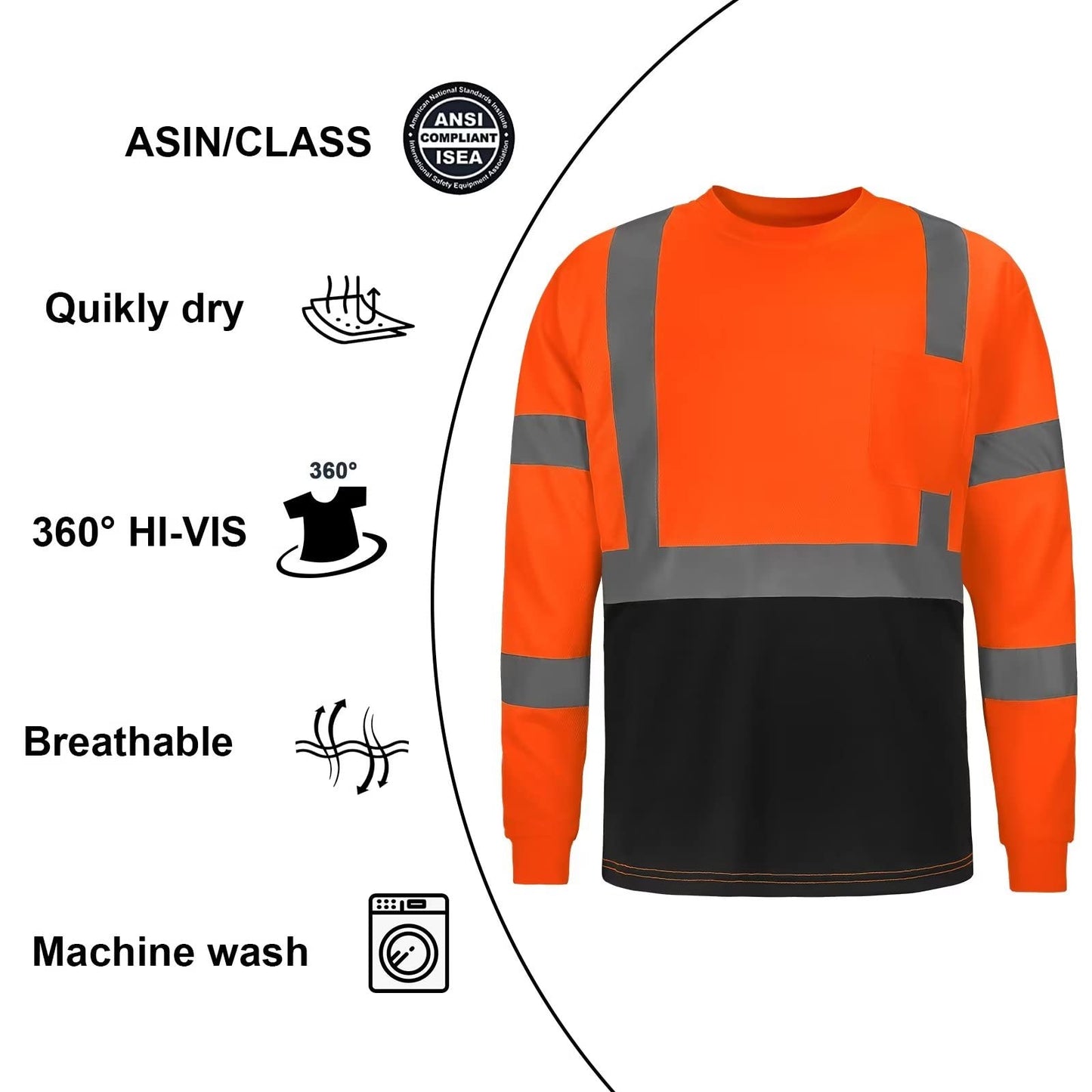 High Visibility Shirts Quick Dry Safety T Shirts with Reflective Strips and Pocket Short Sleeve Mesh Hi Vis Construction Work Class 2 Shirt for Men/Women Black Bottom Lime,Medium