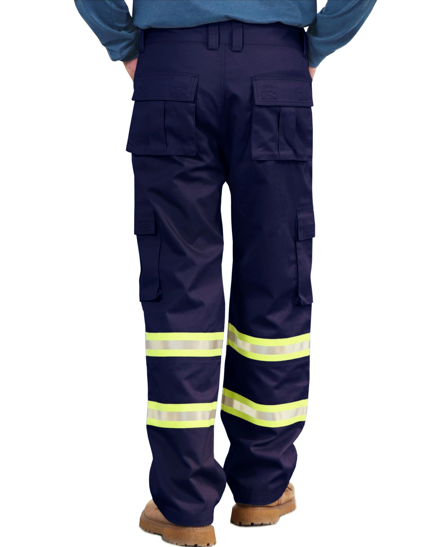 BOCOMAL FR Pants High Visibility Cargo Pockets Flame Resistant Hi-Vis Workwear Water & Oil Repellent Finish