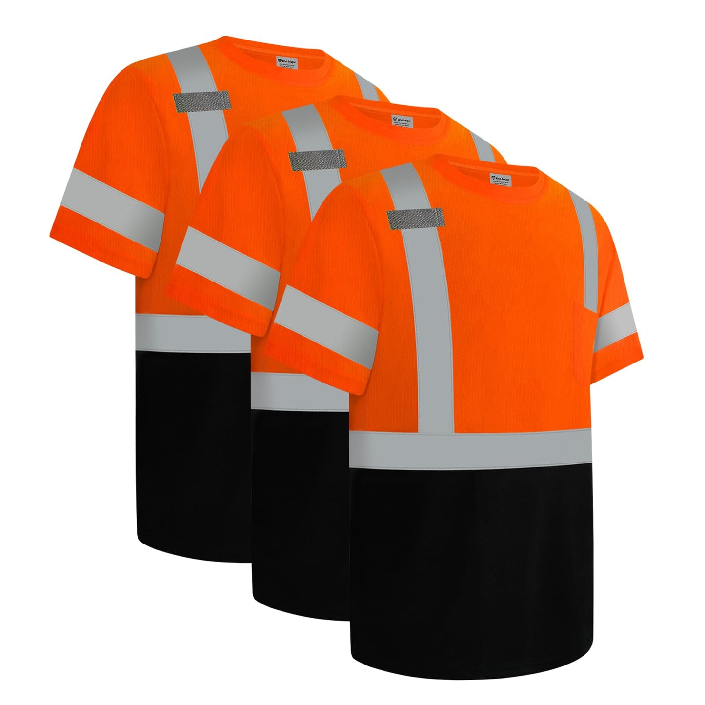 High Visibility Shirts for Men Class 3 Hi Vis Reflective Safety Construction Shirts for Men Women, Short Sleeve Work Shirts with Black Bottom, Meet ANSI, Durable & Breathable, Yellow L