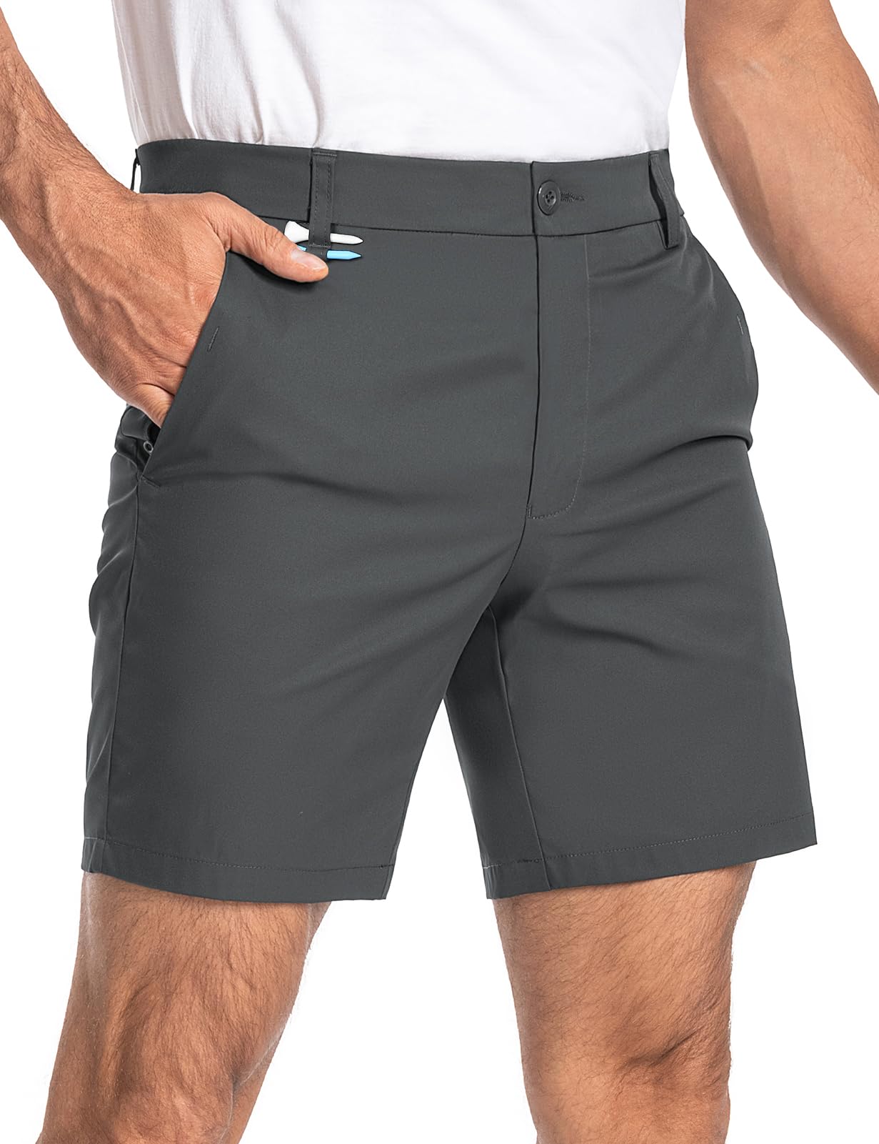 Men's Golf Shorts 7" 10" Dress Casual Shorts Quick Dry Stretch Anti-Wrinkle Work Hybrid Chino Shorts with 4 Pockets