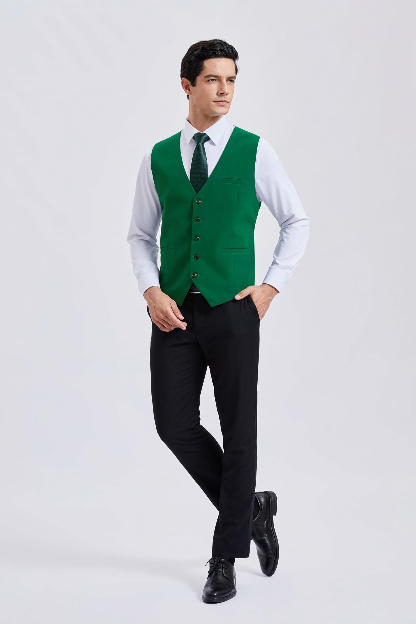 HISDERN Men's Suit Vest Business Formal Dress Waistcoat Vest with 3 Pockets for Suit or Tuxedo