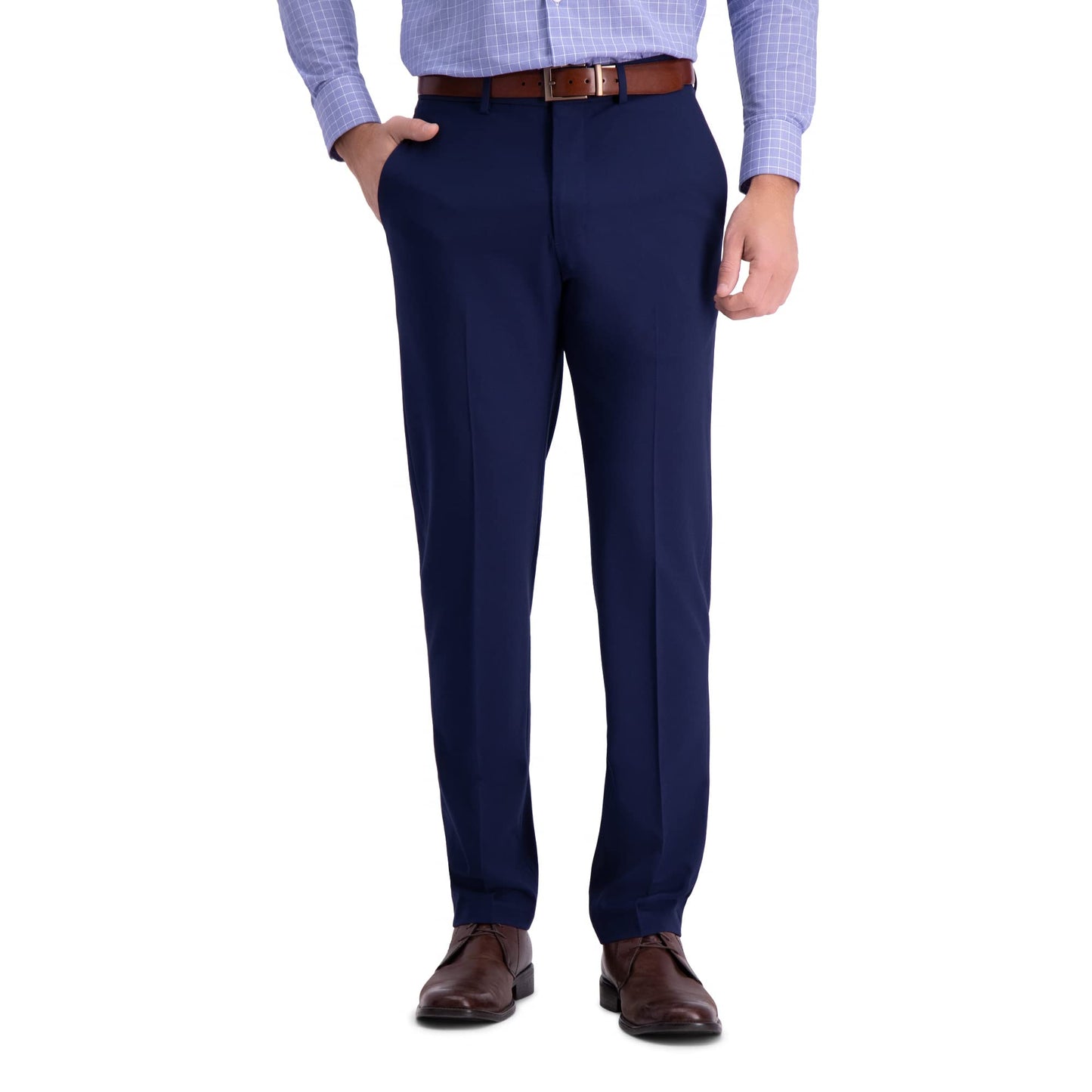 HAGGAR Mens 4 Way Stretch Slim Fit Flat Front Dress Pant