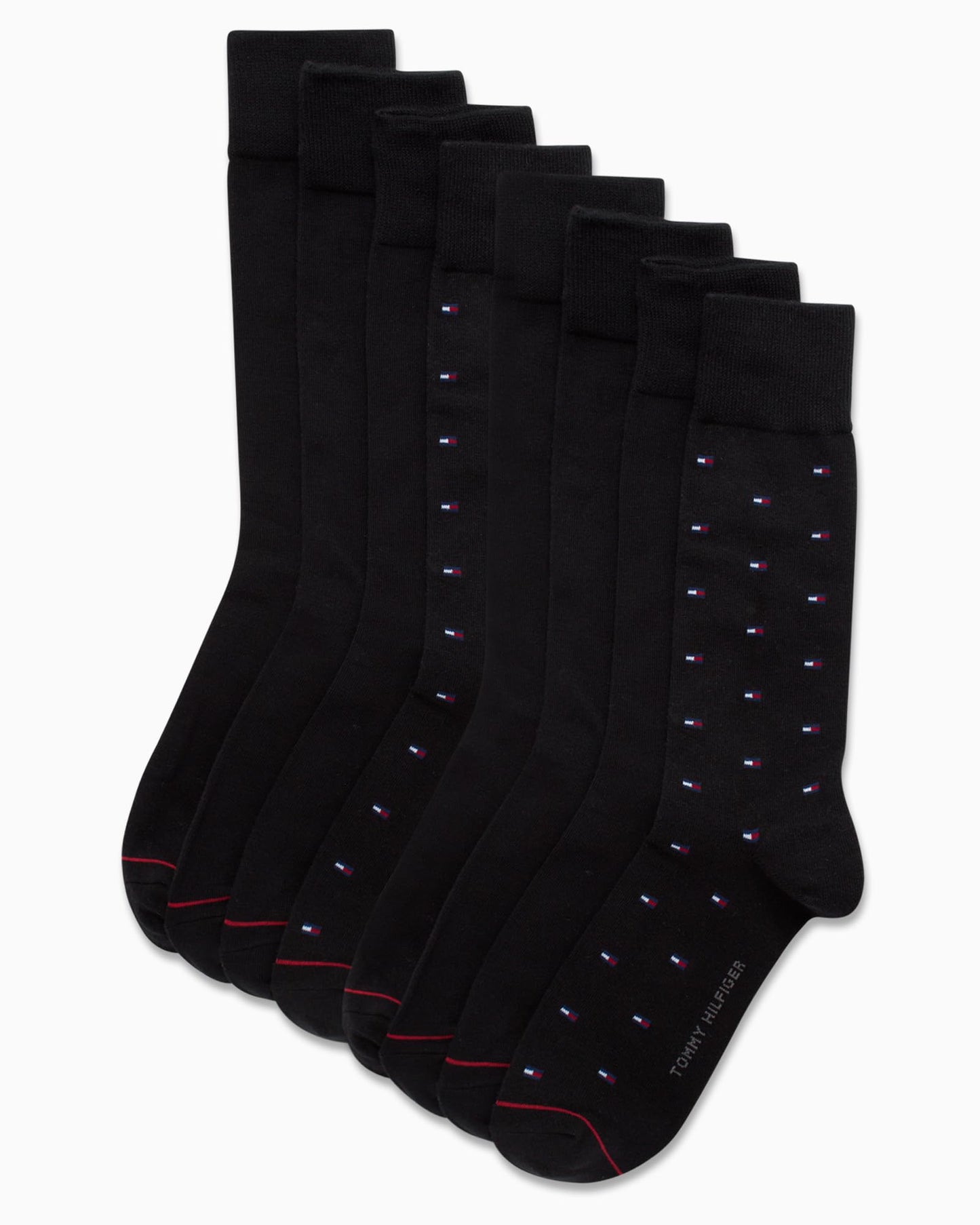 Tommy Hilfiger Men's Dress Socks - 8 Pack Comfort Stretch Crew Socks for Men - Crew Length Breathable Mens Work Socks (7-12)