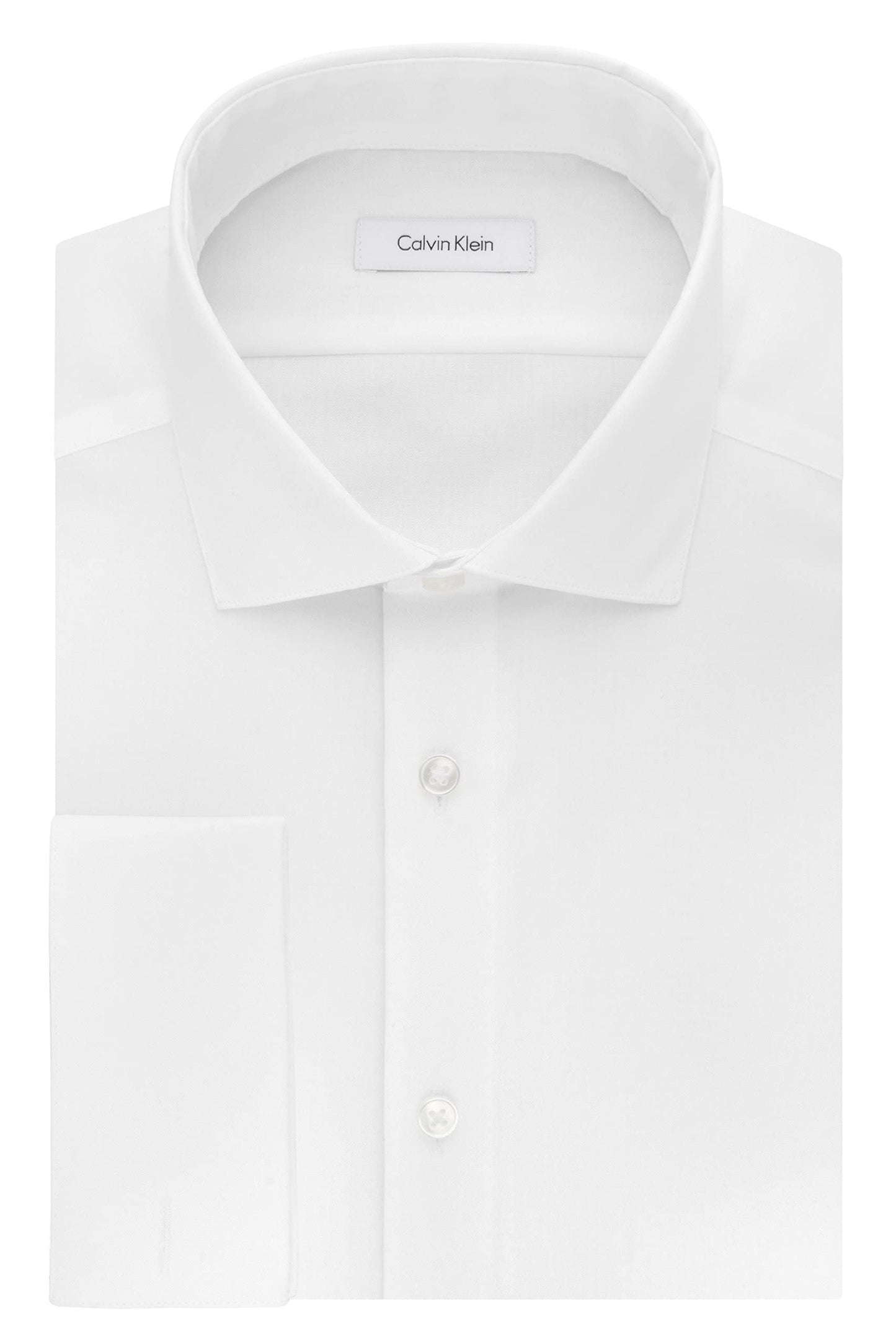 Calvin Klein Men's Non Iron Regular Fit Herringbone French Cuff Dress Shirt