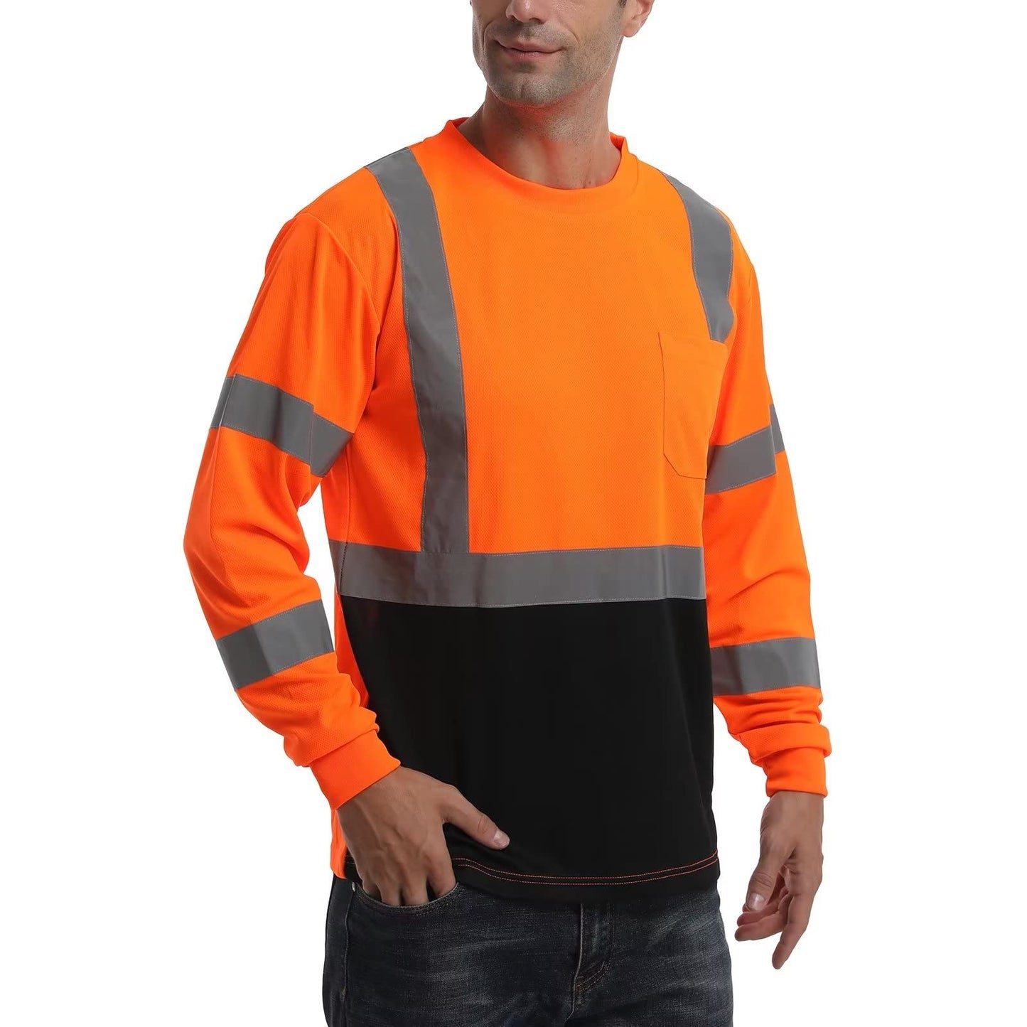 High Visibility Shirts Quick Dry Safety T Shirts with Reflective Strips and Pocket Short Sleeve Mesh Hi Vis Construction Work Class 2 Shirt for Men/Women Black Bottom Lime,Medium