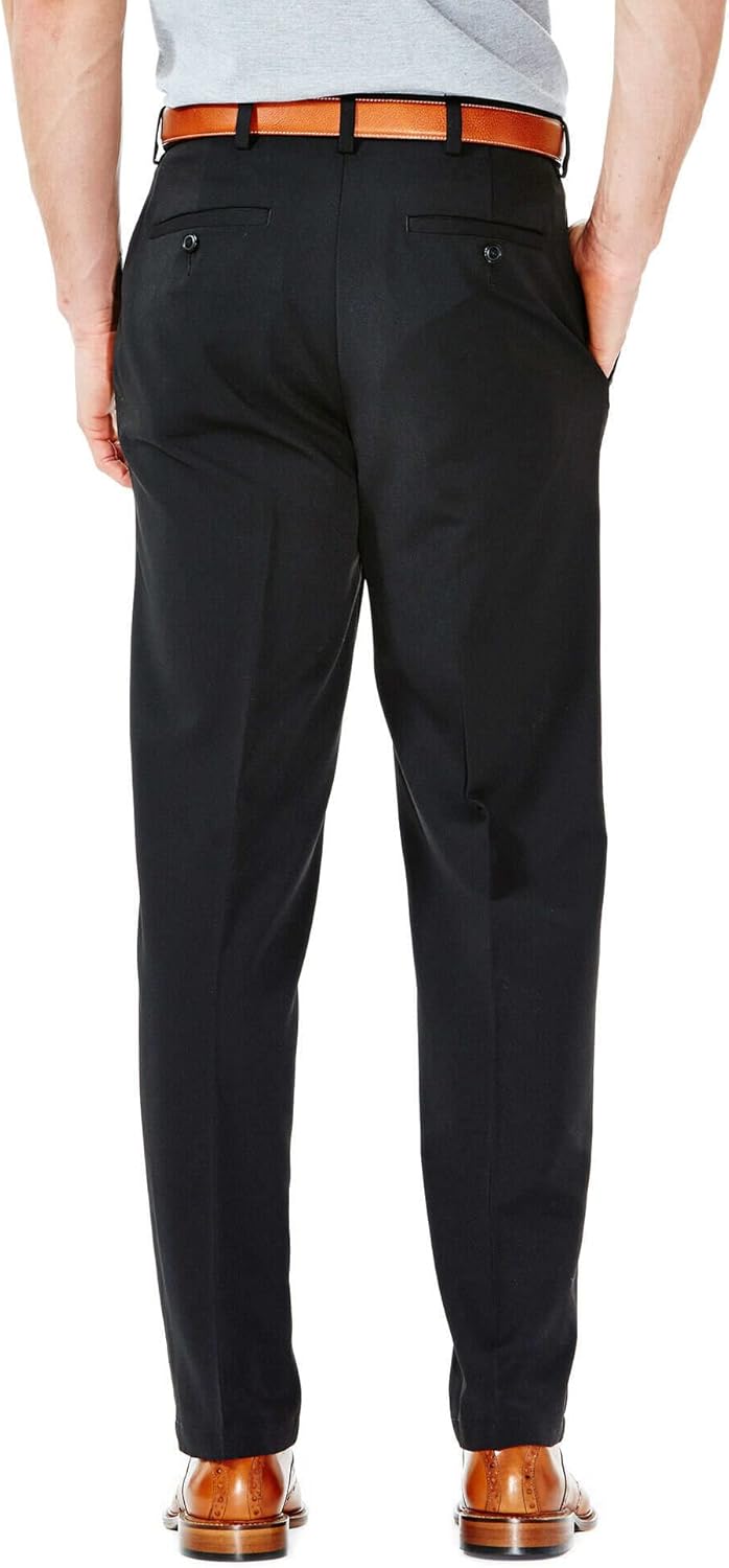 Haggar Mens Cool 18 Classic Fit Flat Front Hidden Expandable Waistband Casual Pant