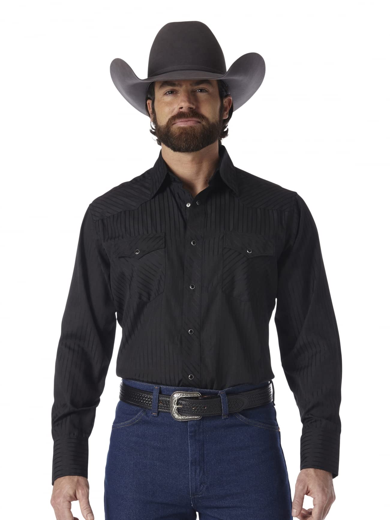 Wrangler Mens Sport Western Two Pocket Long Sleeve Snap Button Down Shirts