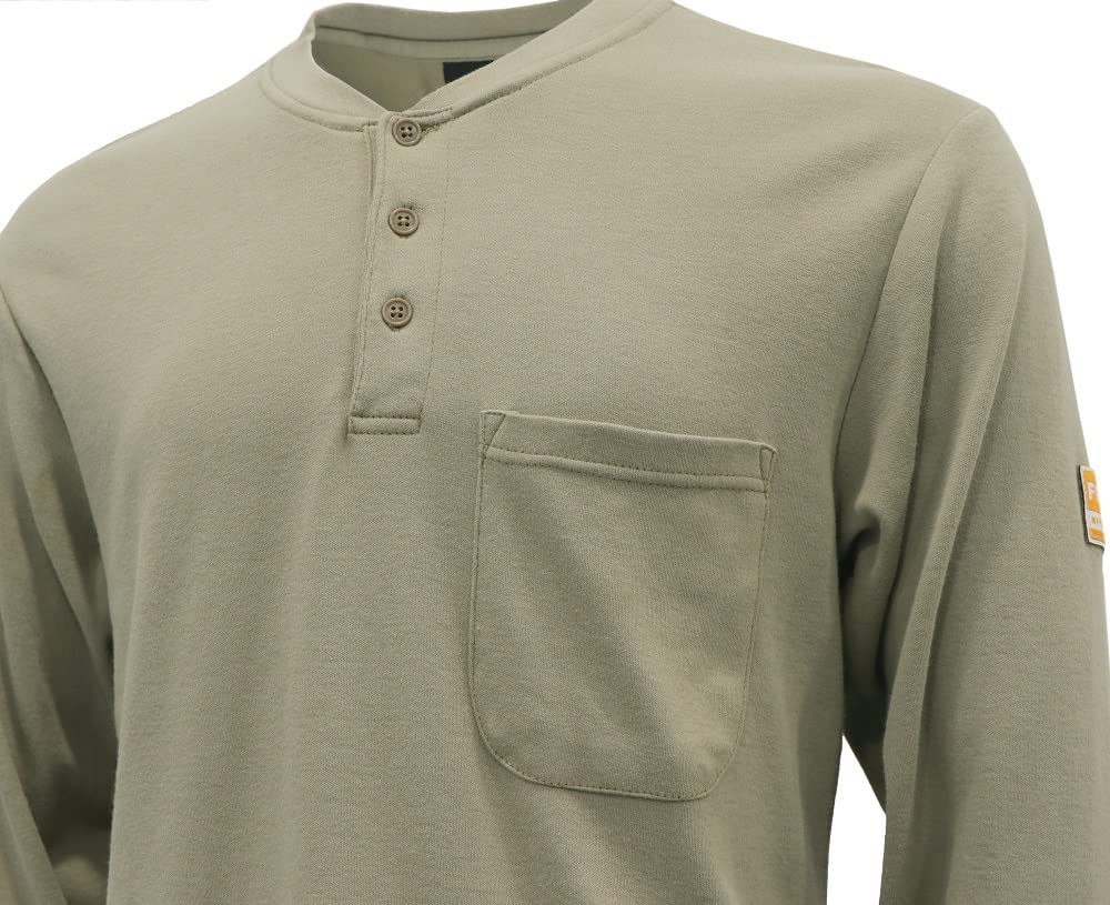 FR Shirts for Men Flame Resistant/Fire Retardant CAT2 7oz Cotton Two Tone & Henley Shirt