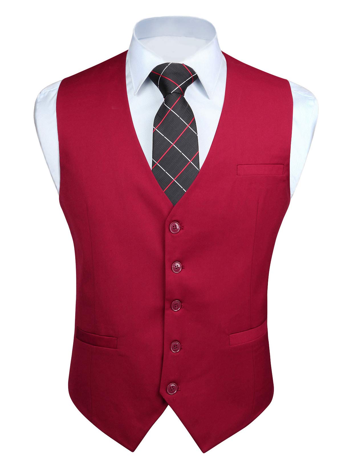 HISDERN Men's Suit Vest Business Formal Dress Waistcoat Vest with 3 Pockets for Suit or Tuxedo