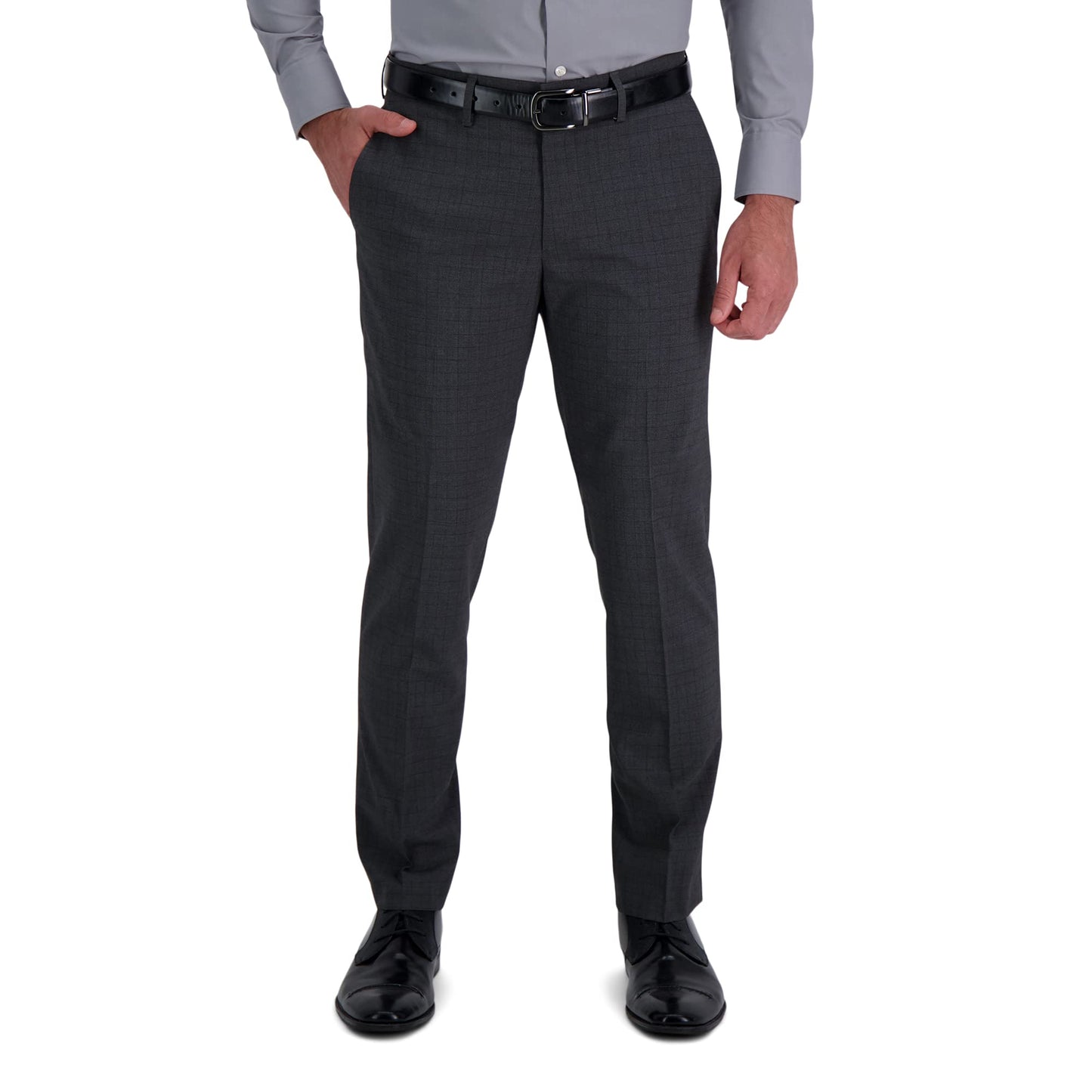 HAGGAR Mens 4 Way Stretch Slim Fit Flat Front Dress Pant