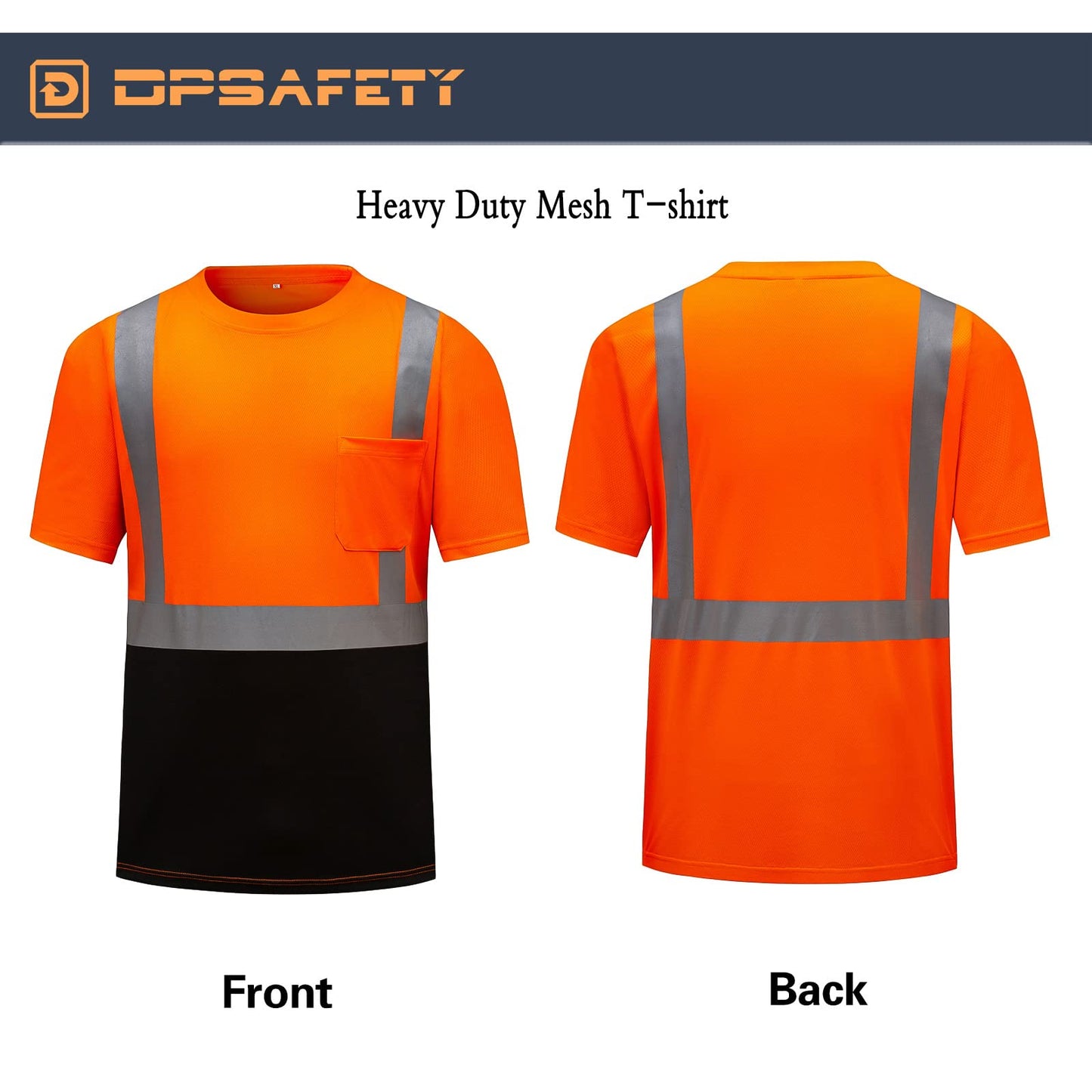 High Visibility Shirts Quick Dry Safety T Shirts with Reflective Strips and Pocket Short Sleeve Mesh Hi Vis Construction Work Class 2 Shirt for Men/Women Black Bottom Lime,Medium