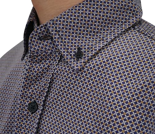 BOCOMAL FR Shirts for Men Printed Plaid Flame Resistant Clothing 6.5oz Cotton Button Up Welding Shirts NFPA2112 CAT2