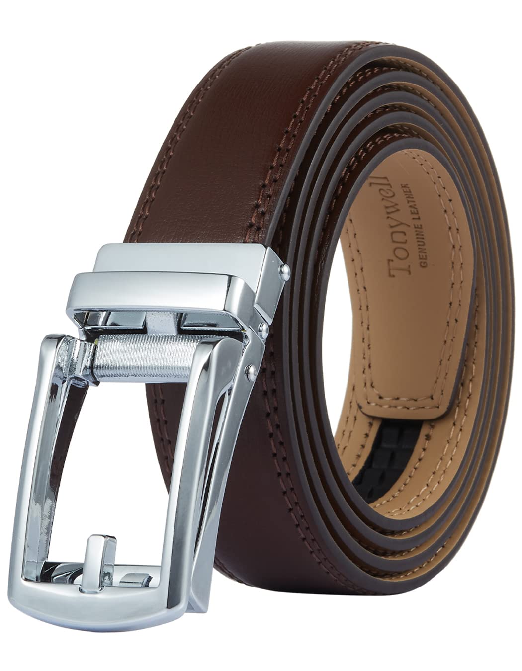 Mens Leather Ratchet Belts with Click Buckle Perfect Fit Dress Belt 30mm Wide