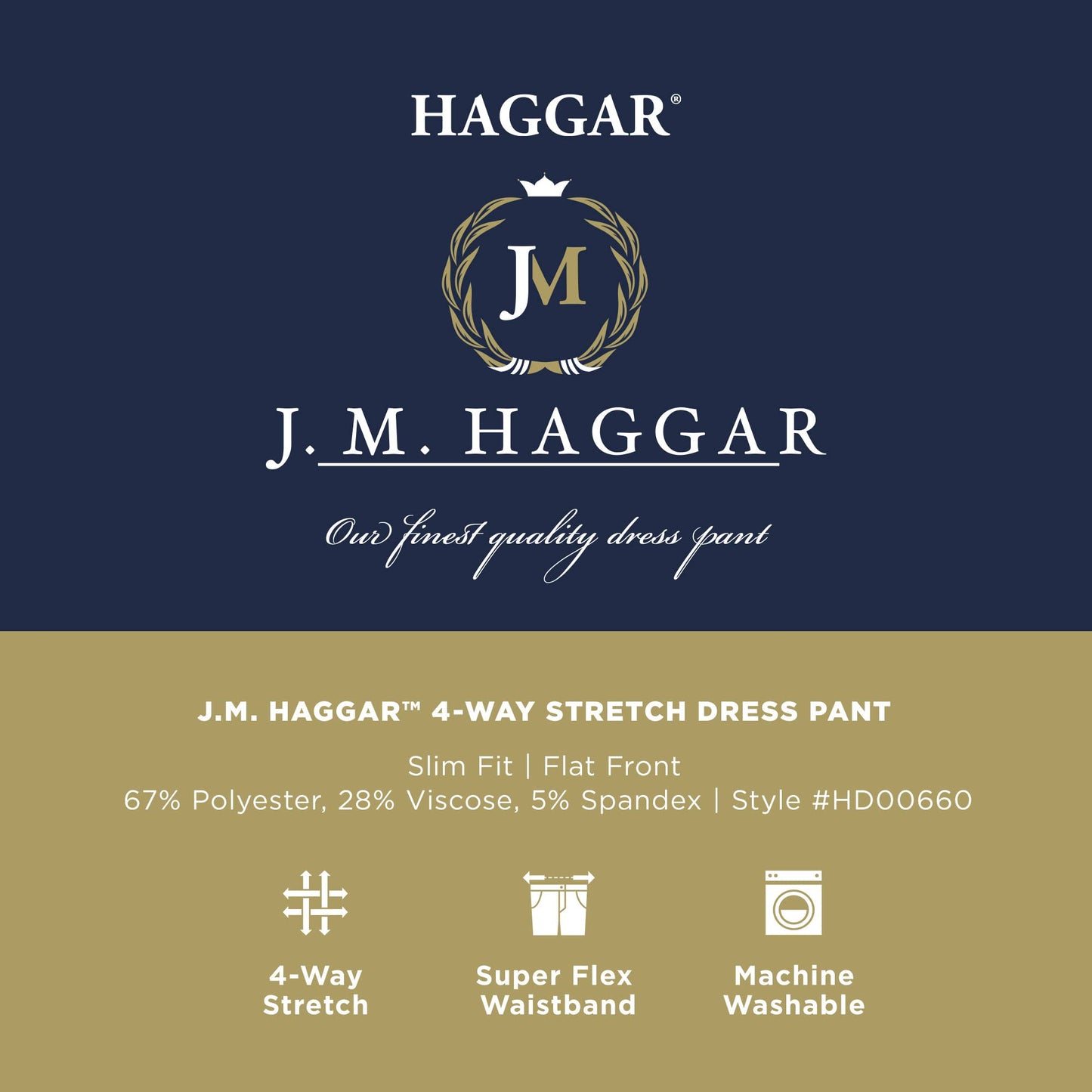 HAGGAR Mens 4 Way Stretch Slim Fit Flat Front Dress Pant