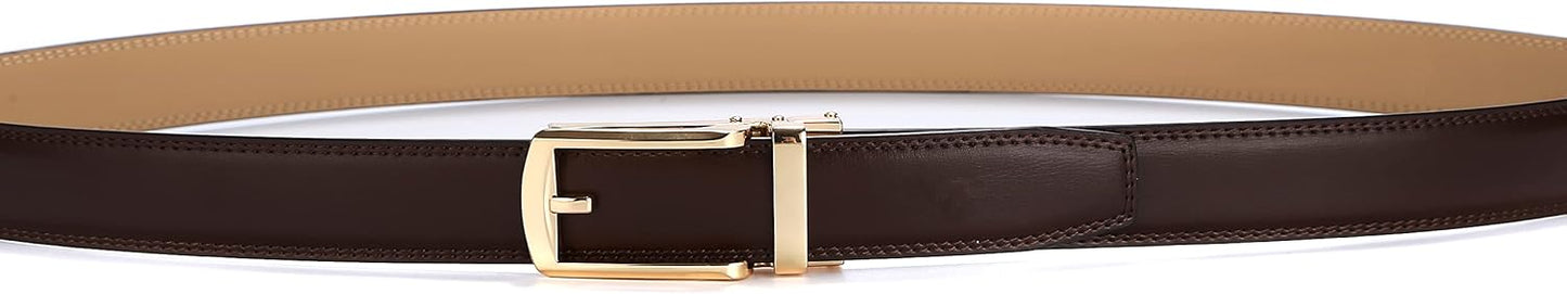 Mens Leather Ratchet Belts with Click Buckle Perfect Fit Dress Belt 30mm Wide