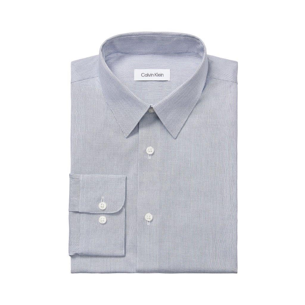 Calvin Klein Men's Non Iron Regular Fit Herringbone French Cuff Dress Shirt