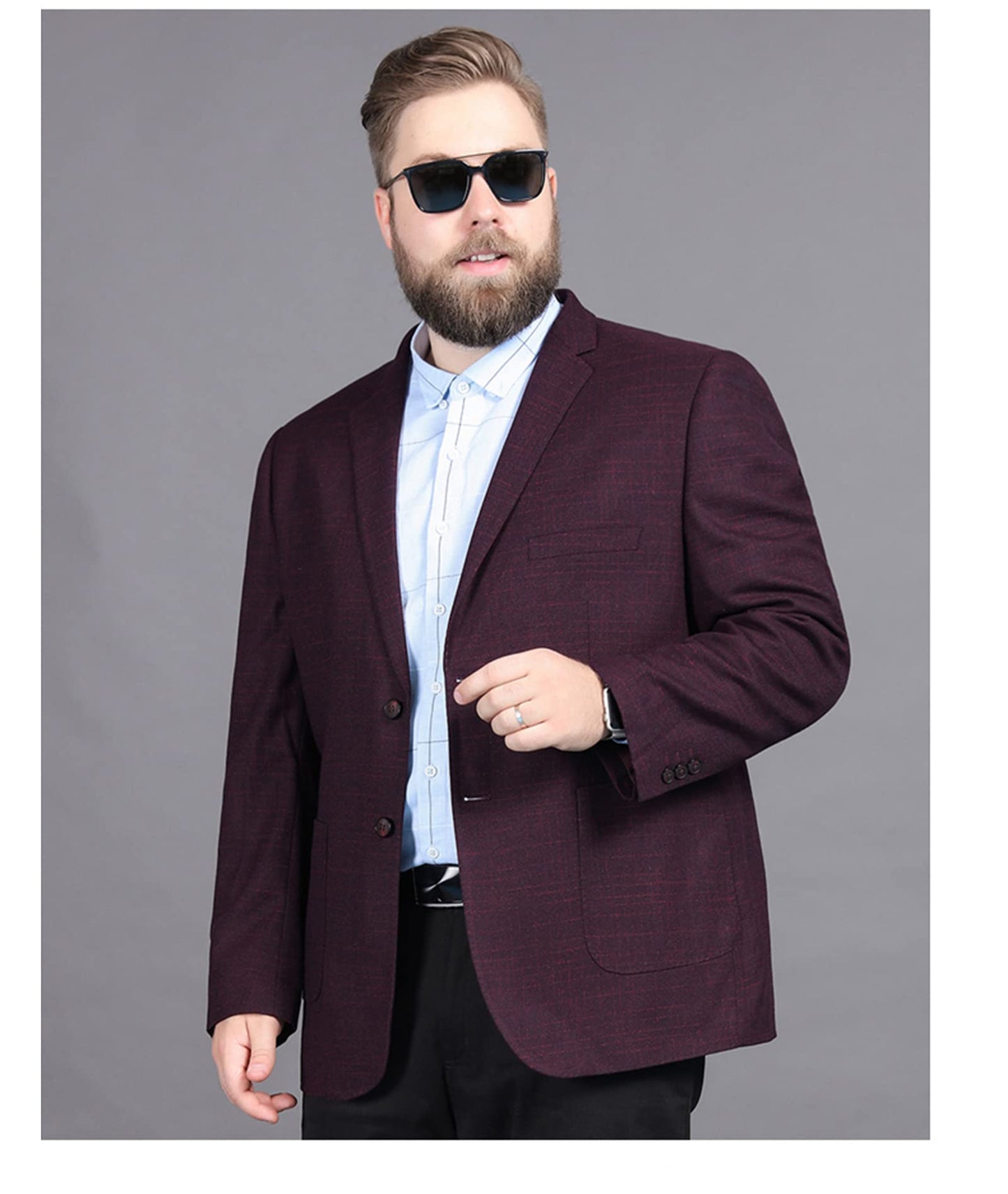 Men's Plus Size Blazer Two Button Business Suit Jacket Wedding Stylish Dress