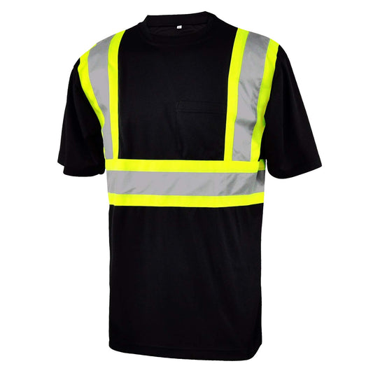 L&M Hi Vis Class 3 T Shirt Reflective Safety Black Short Long Sleeve HIGH Visibility 39 55