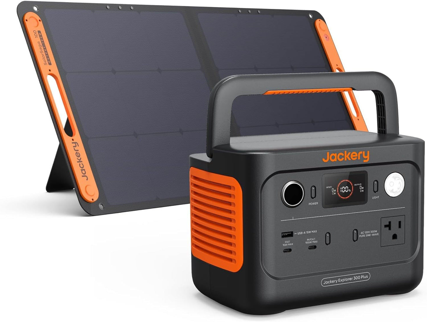 Jackery Solar Generator 300 Plus Portable Power Station with 40W Book-sized Solar Panel, 288Wh Backup LiFePO4 Battery, 300W AC Outlet, Only 5KG for RV, Outdoors, Camping, Traveling, and Emergencies