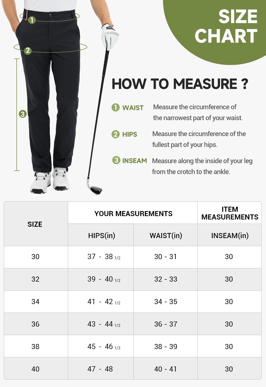 Men's-Golf-Pants-Classic-Fit Stretch Quick Dry Lightweight Dress Work Casual Outdoor Comfy Trousers with Pockets