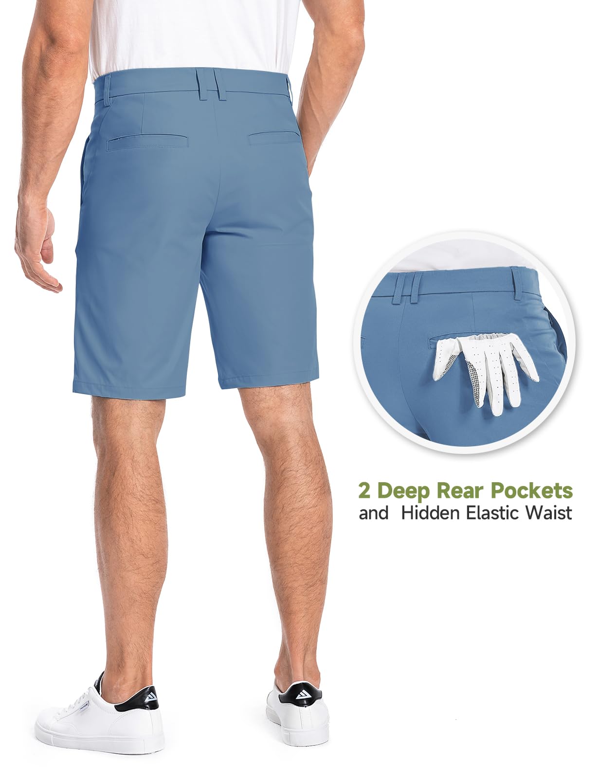 Men's Golf Shorts 7" 10" Dress Casual Shorts Quick Dry Stretch Anti-Wrinkle Work Hybrid Chino Shorts with 4 Pockets