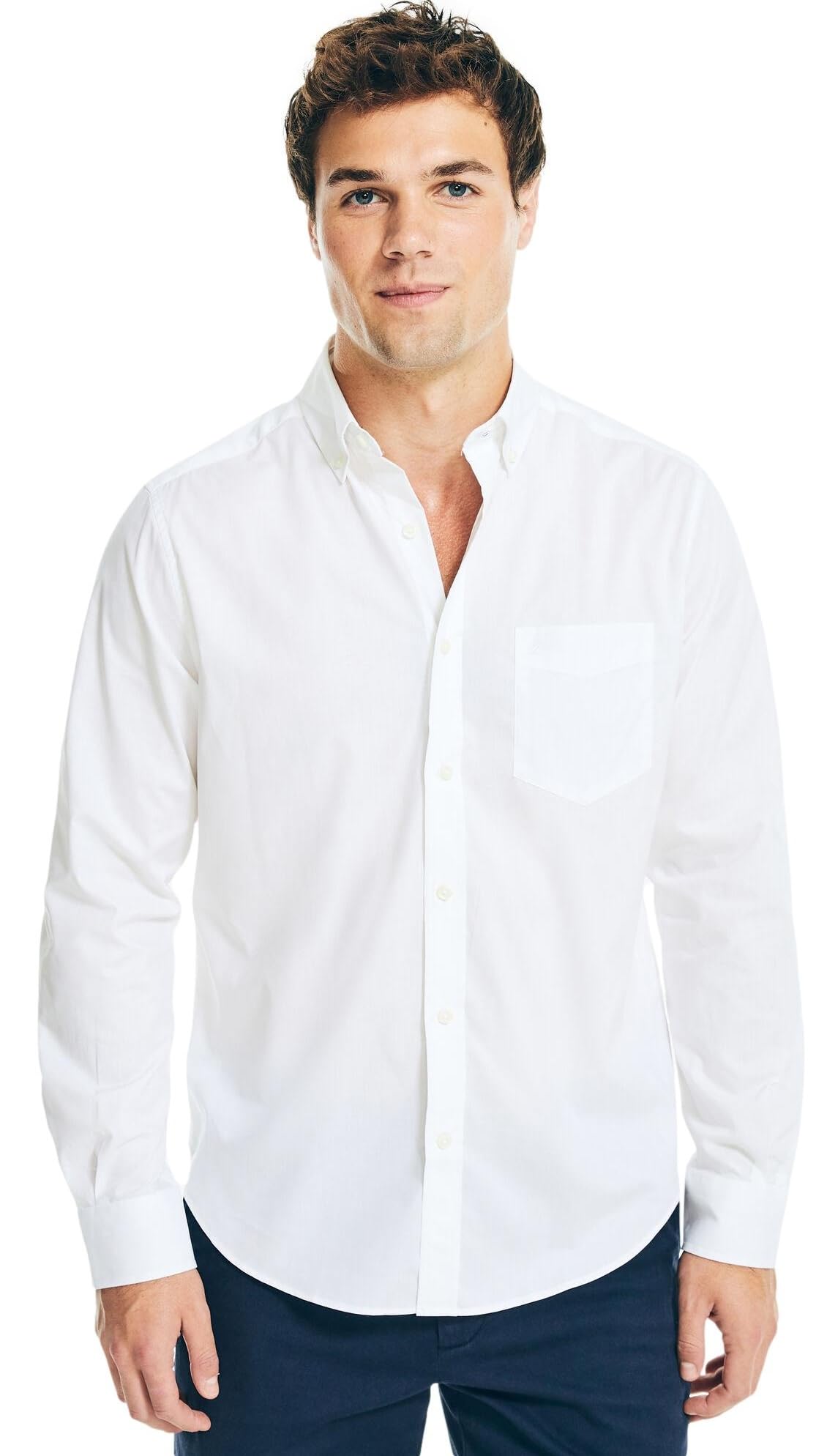 Nautica Men's Wrinkle Resistant Long Sleeve Button Front Shirt