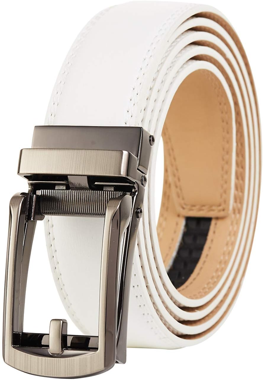 Mens Leather Ratchet Belts with Click Buckle Perfect Fit Dress Belt 30mm Wide