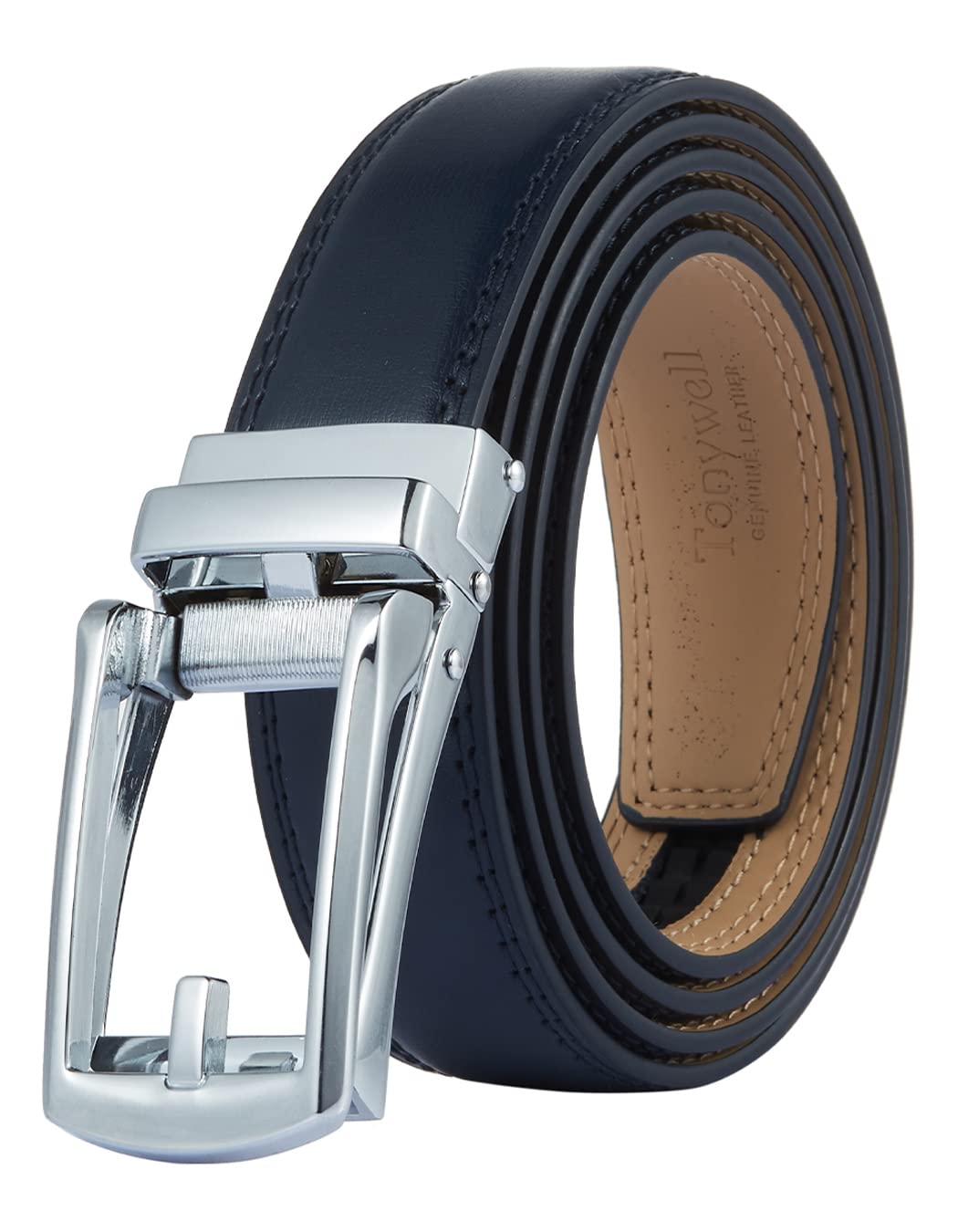 Mens Leather Ratchet Belts with Click Buckle Perfect Fit Dress Belt 30mm Wide