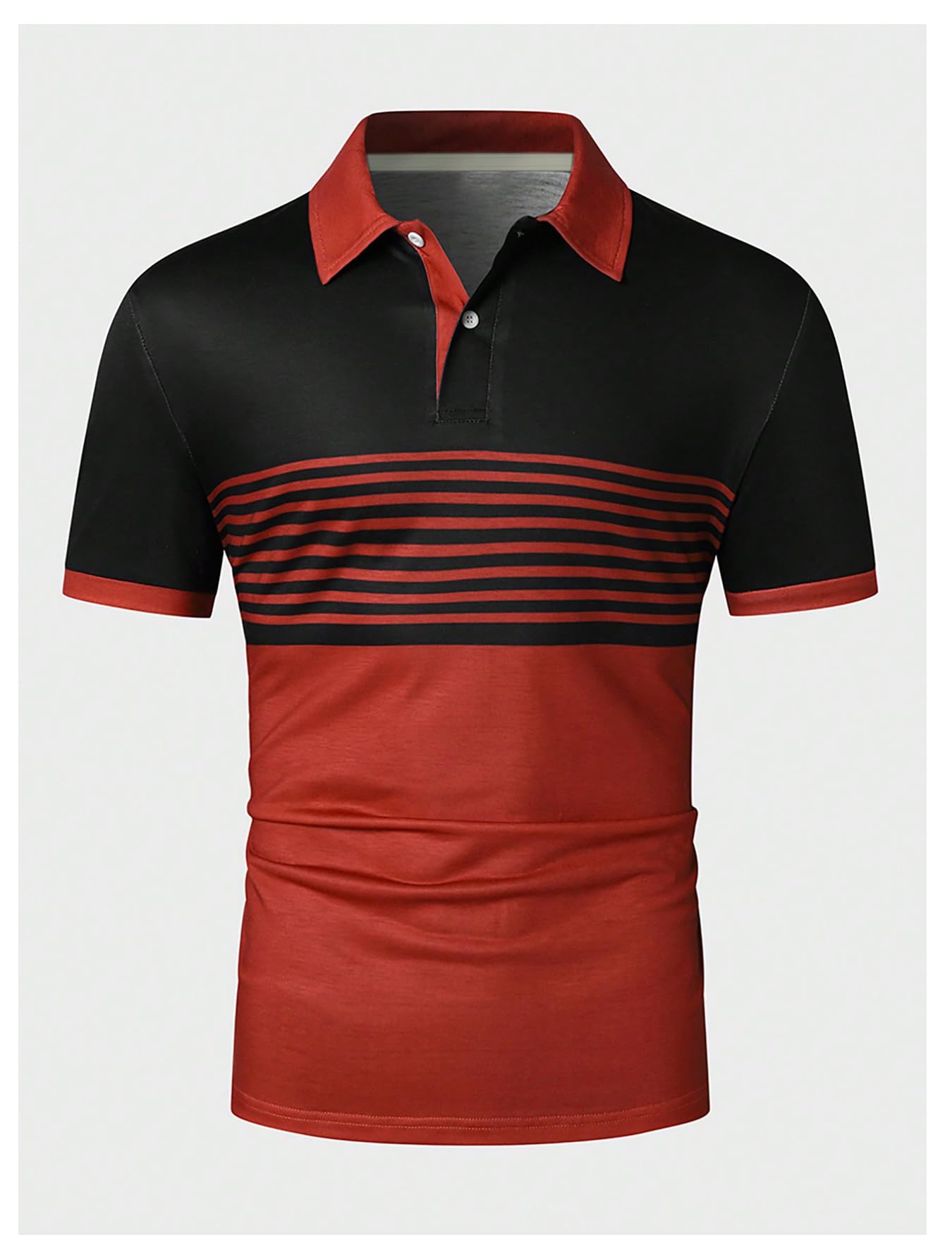 SOLY HUX Men's Golf Polo Shirts Short Sleeve Collar Tennis Shirt Color Block Striped Work T-Shirt