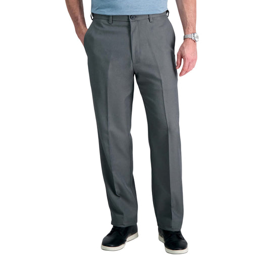 Haggar Mens Cool 18 Classic Fit Flat Front Hidden Expandable Waistband Casual Pant