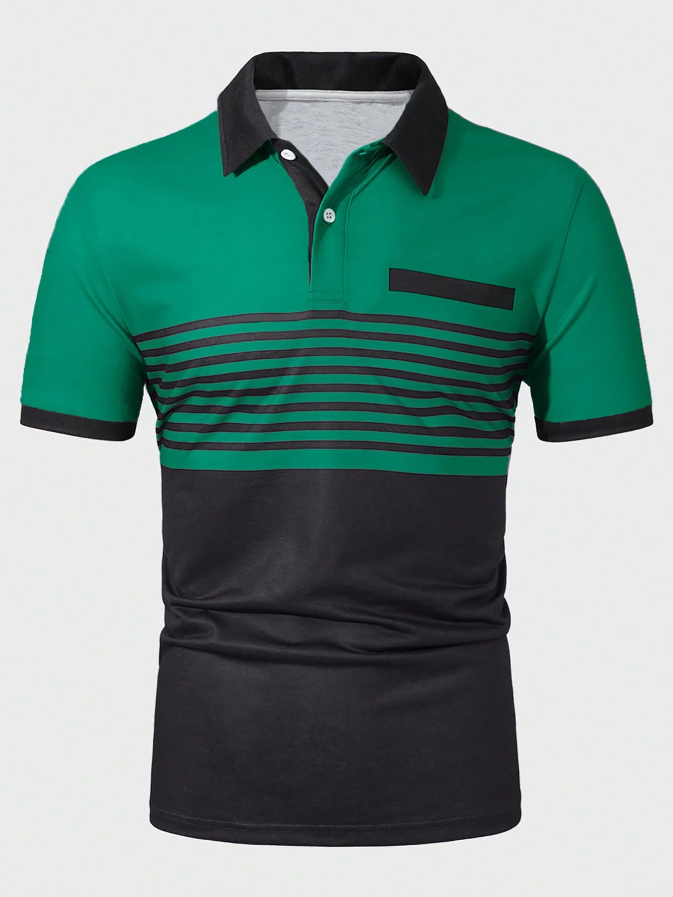 SOLY HUX Men's Golf Polo Shirts Short Sleeve Collar Tennis Shirt Color Block Striped Work T-Shirt