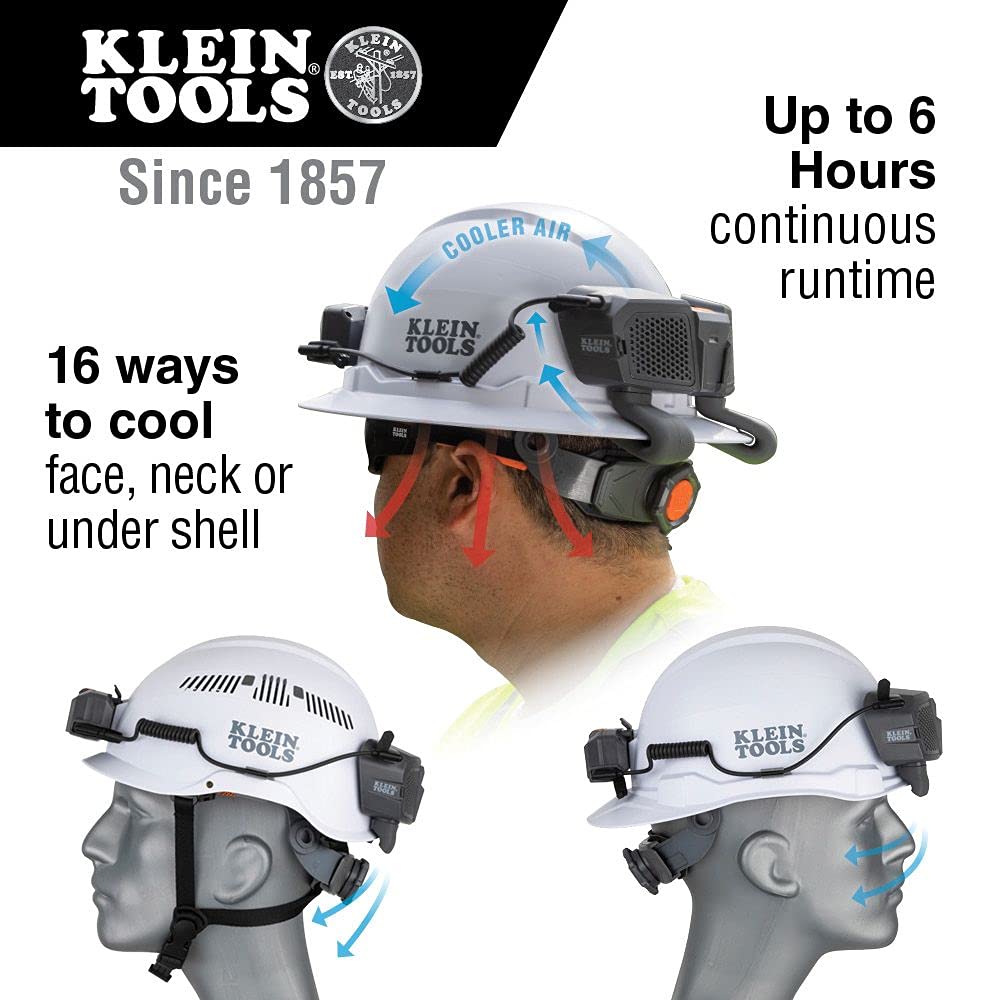 Klein Tools 60347 Hard Hat, Vented Full Brim, Class C, Premium KARBN Pattern, Rechargeable Lamp, Padded Sweat-Wicking Sweatband, Top Pad