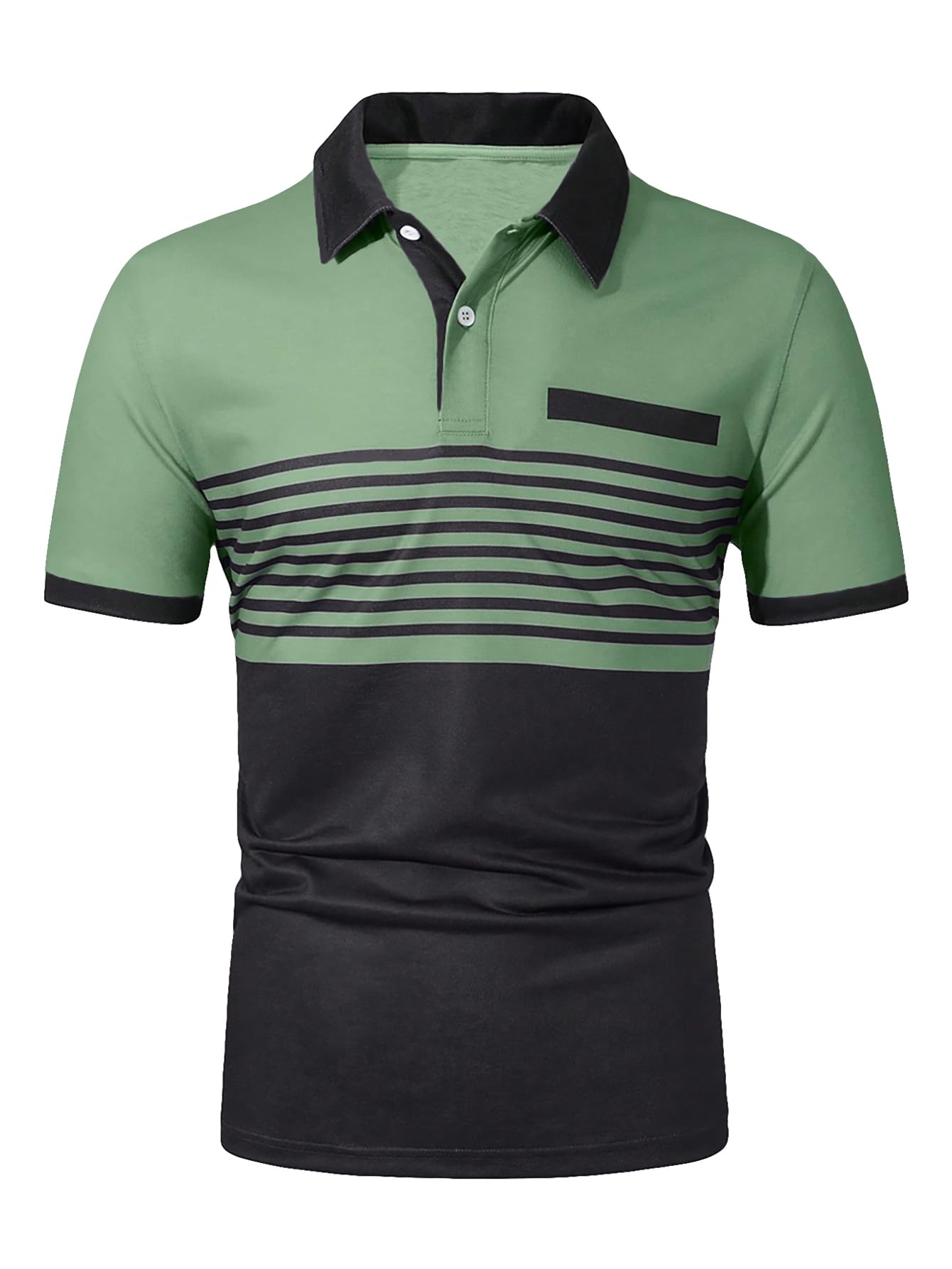 SOLY HUX Men's Golf Polo Shirts Short Sleeve Collar Tennis Shirt Color Block Striped Work T-Shirt