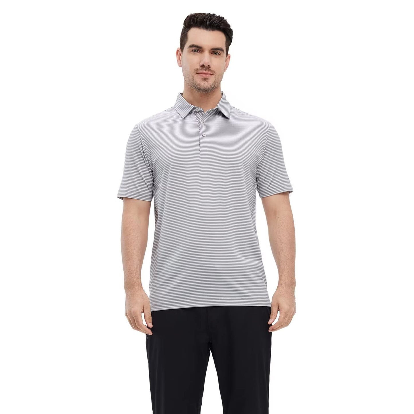 Men's Golf Polo Shirts Short Sleeve Striped Performance Moisture Wicking Dry Fit Golf Shirts for Men