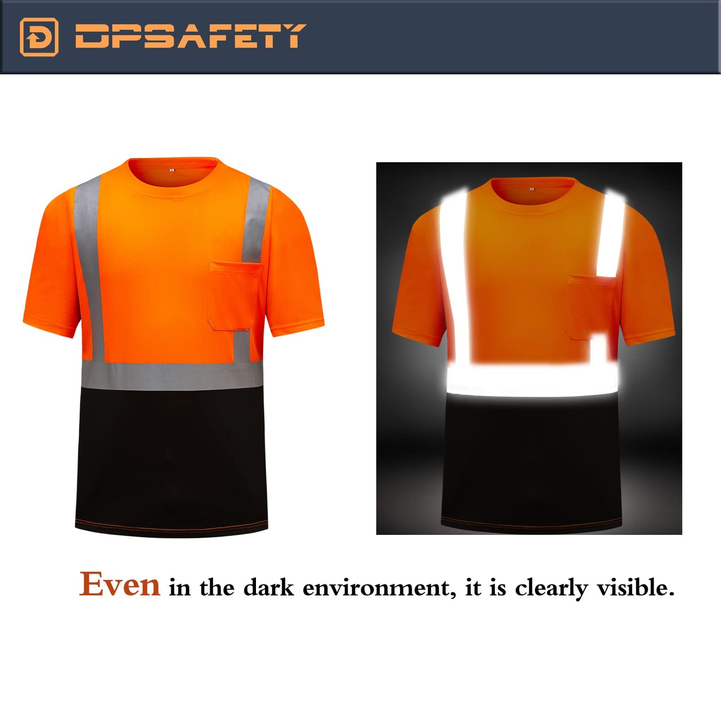 High Visibility Shirts Quick Dry Safety T Shirts with Reflective Strips and Pocket Short Sleeve Mesh Hi Vis Construction Work Class 2 Shirt for Men/Women Black Bottom Lime,Medium