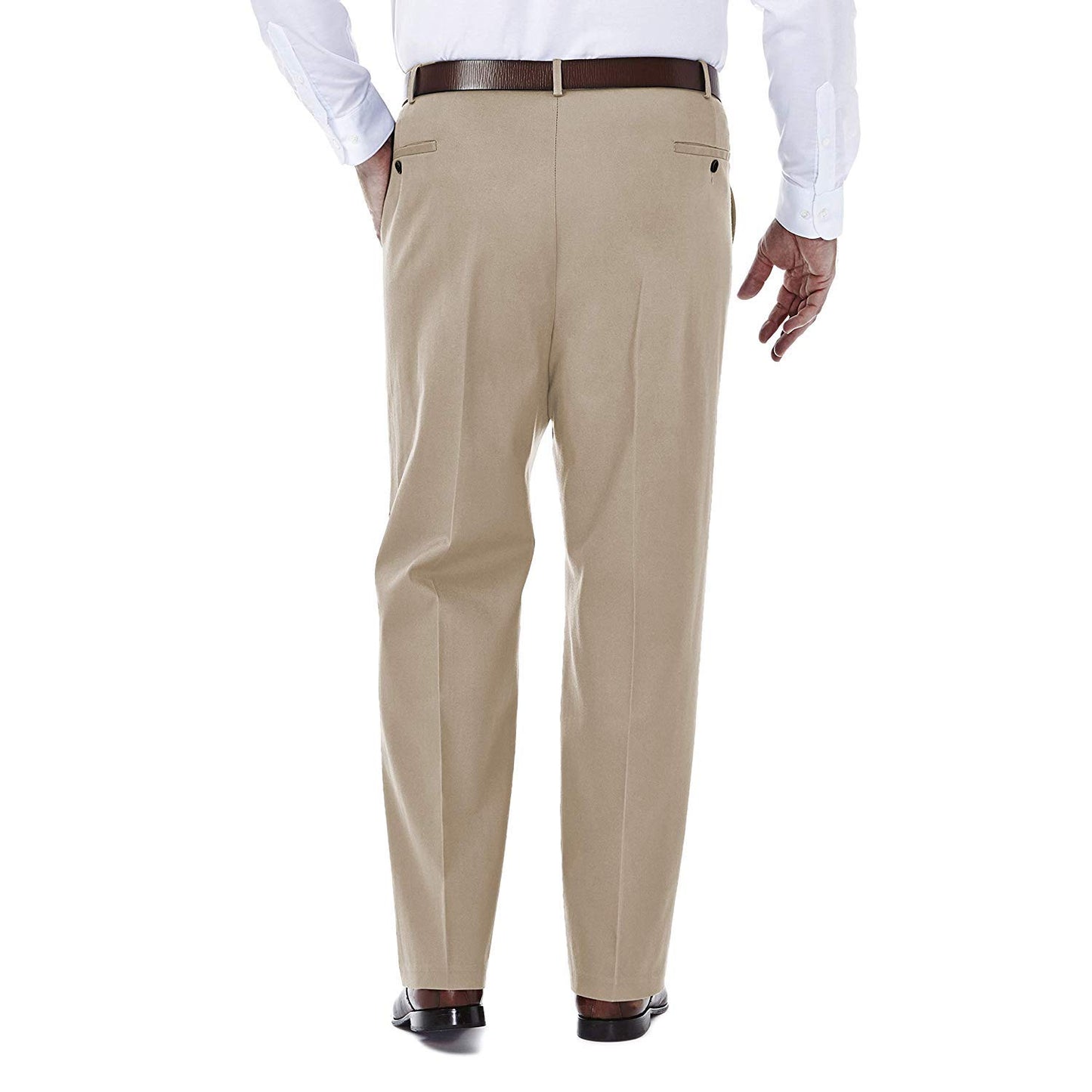 Haggar Men's Premium No Iron Khaki Classic Fit Expandable Waist Flat Front Pant (Regular and Big & Tall Sizes)