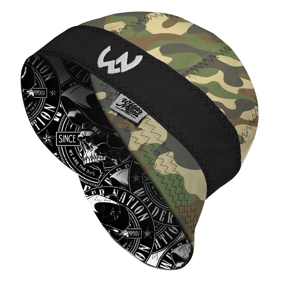 Welder Nation 8 Panel Soft, 10 oz Light Weight Cotton Welding Cap, Durable for Safety and Protection While Welding. Stick ARC