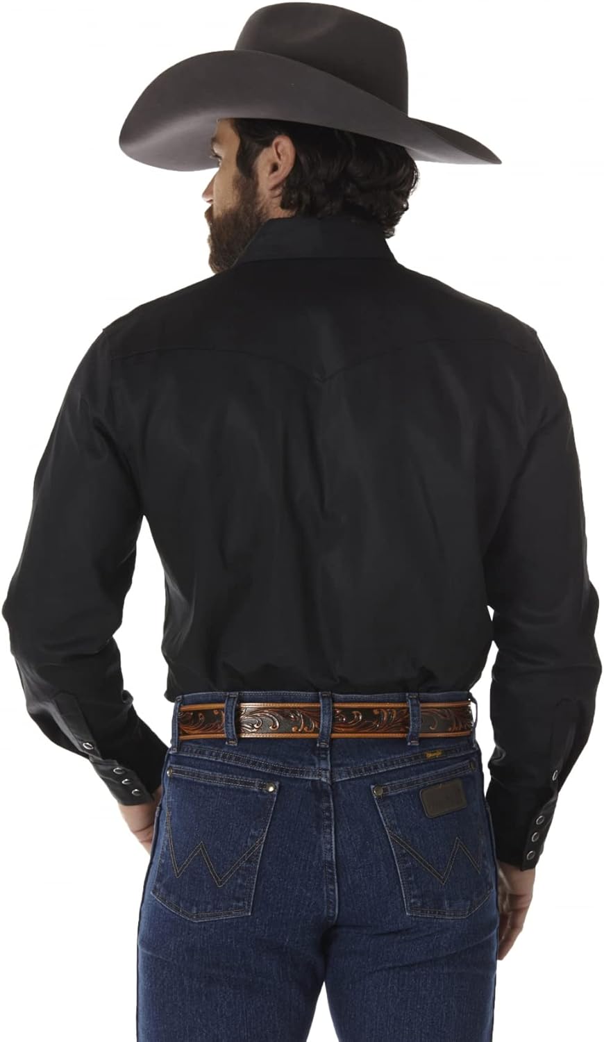 Wrangler Mens Cowboy Cut Firm Finish Long Sleeve Western Snap Solid Work Shirt