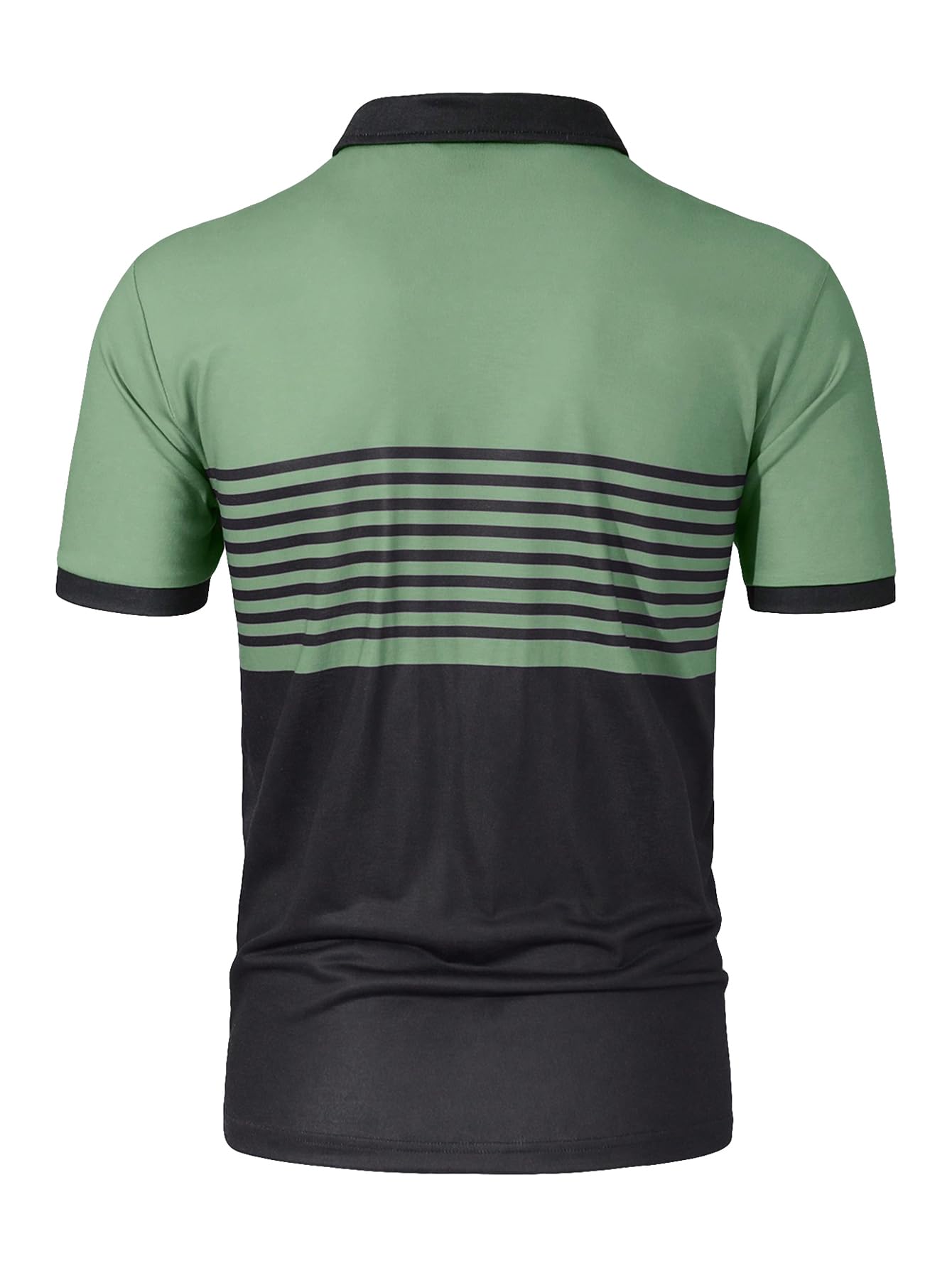 SOLY HUX Men's Golf Polo Shirts Short Sleeve Collar Tennis Shirt Color Block Striped Work T-Shirt