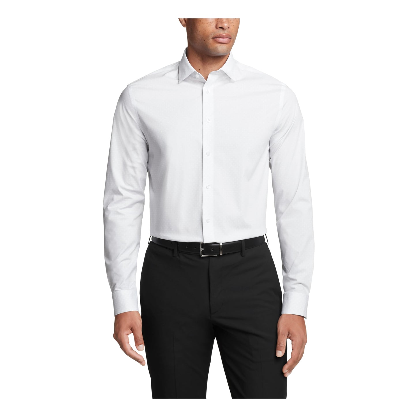 Calvin Klein Men's Non Iron Regular Fit Herringbone French Cuff Dress Shirt