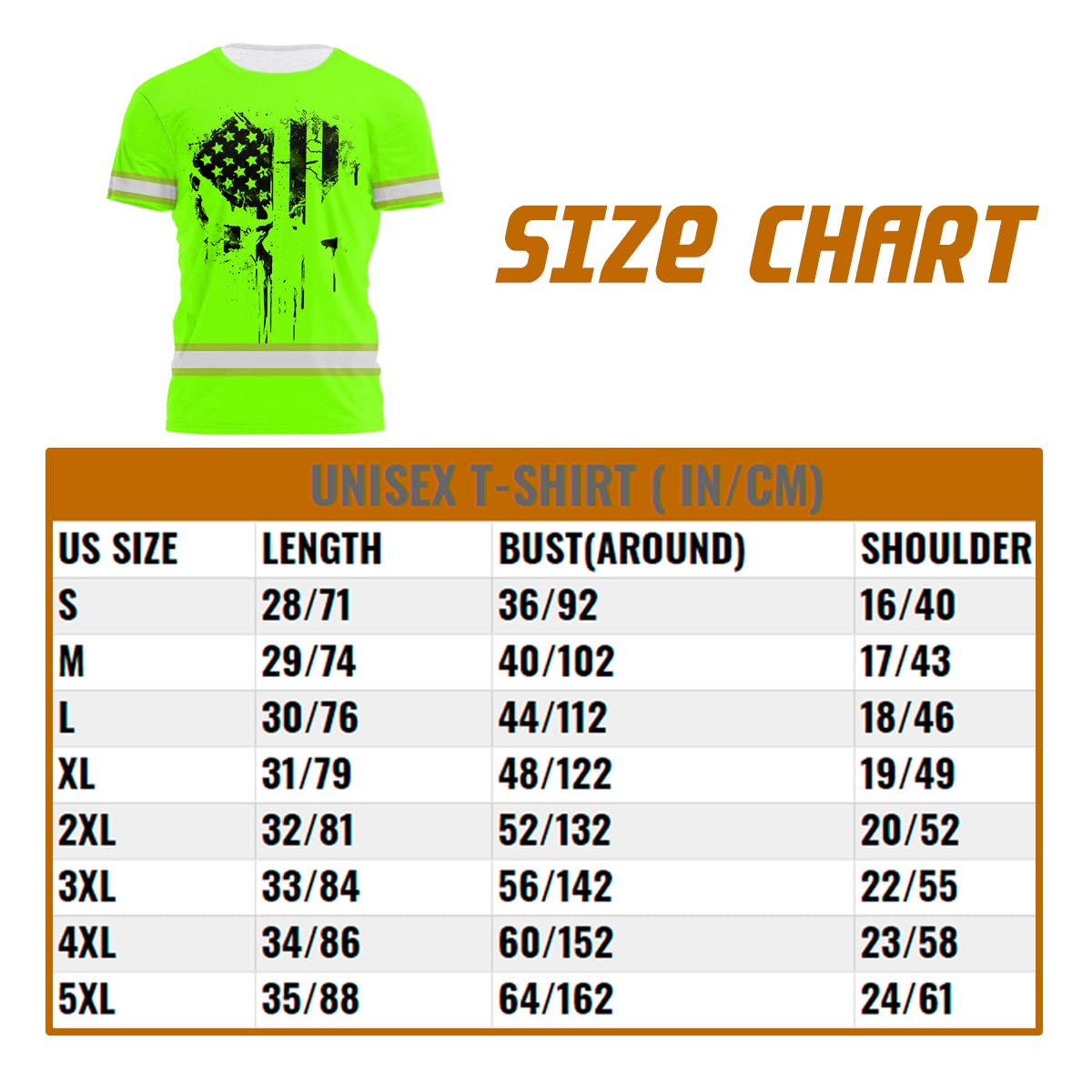 Color US Flag Skull High Visibility Shirt for Men Custom Name Safety Shirts Workwear for Patriotic, Runners