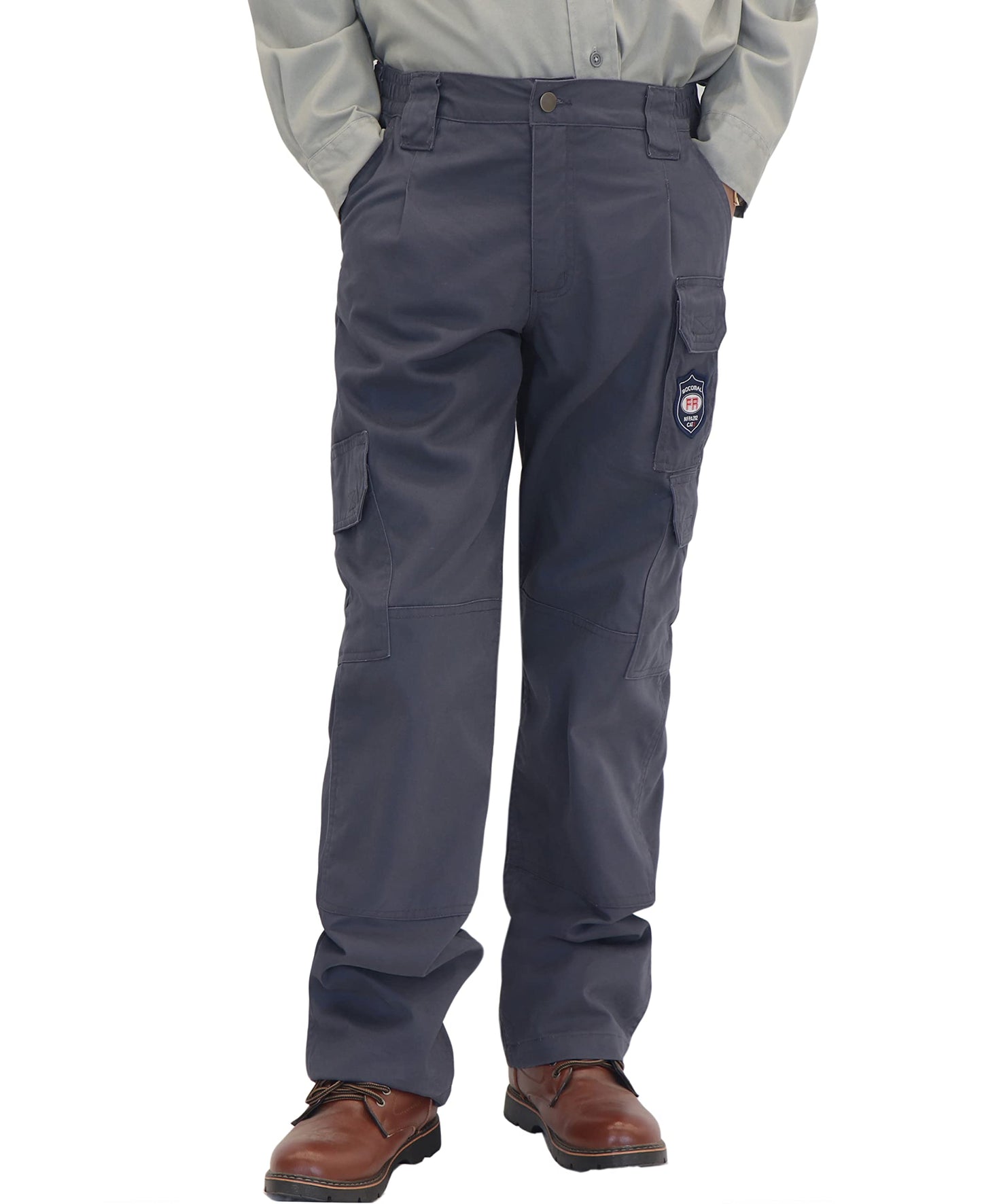 BOCOMAL Men's FR Cargo Pants Flame Resistant Pants Midweight 7.5oz (7 Pockets) Multi-Pockets FR Pants